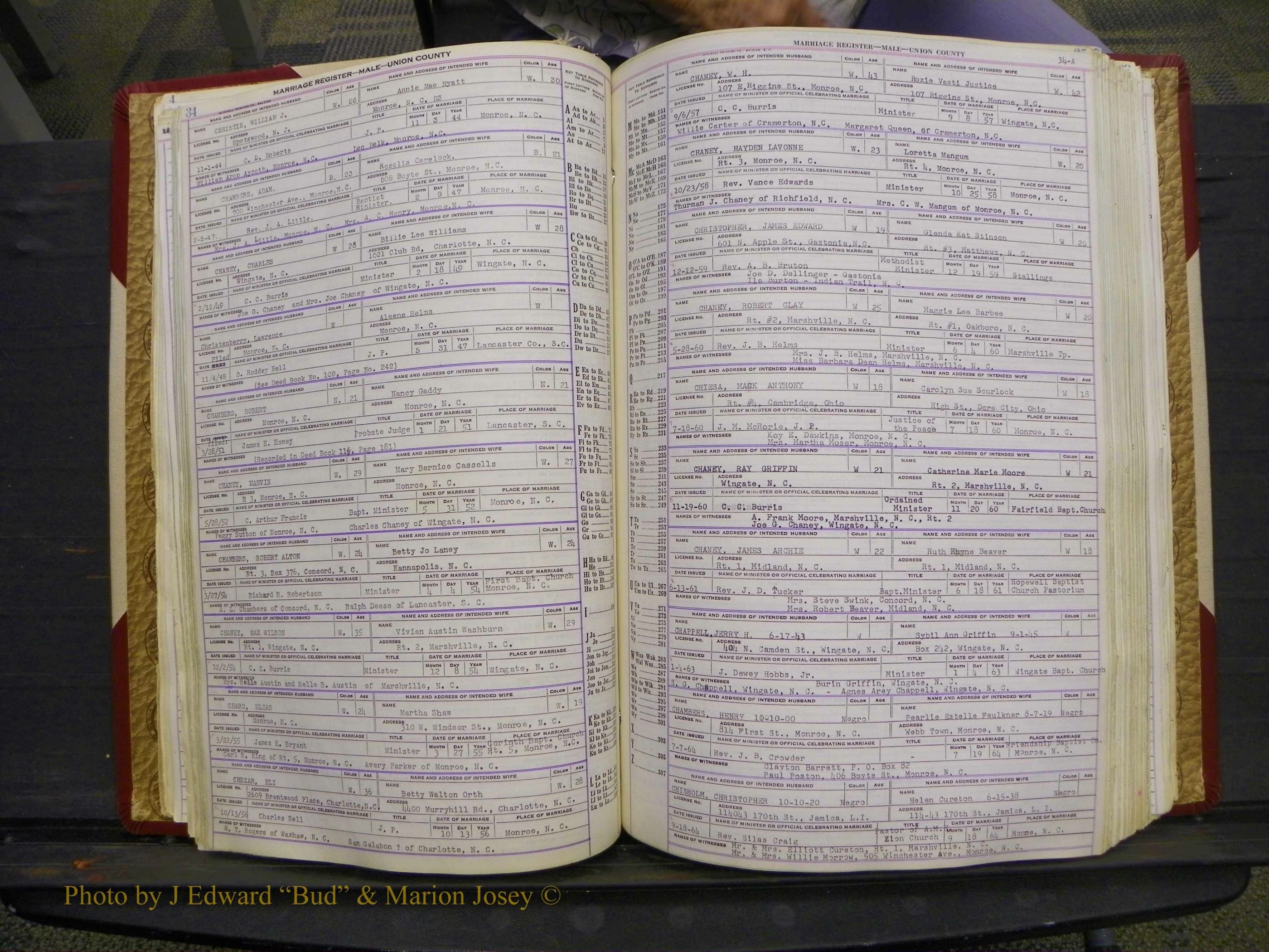Union Co, NC Marriage Book 10, A-Z, 1937-1965 (52).JPG