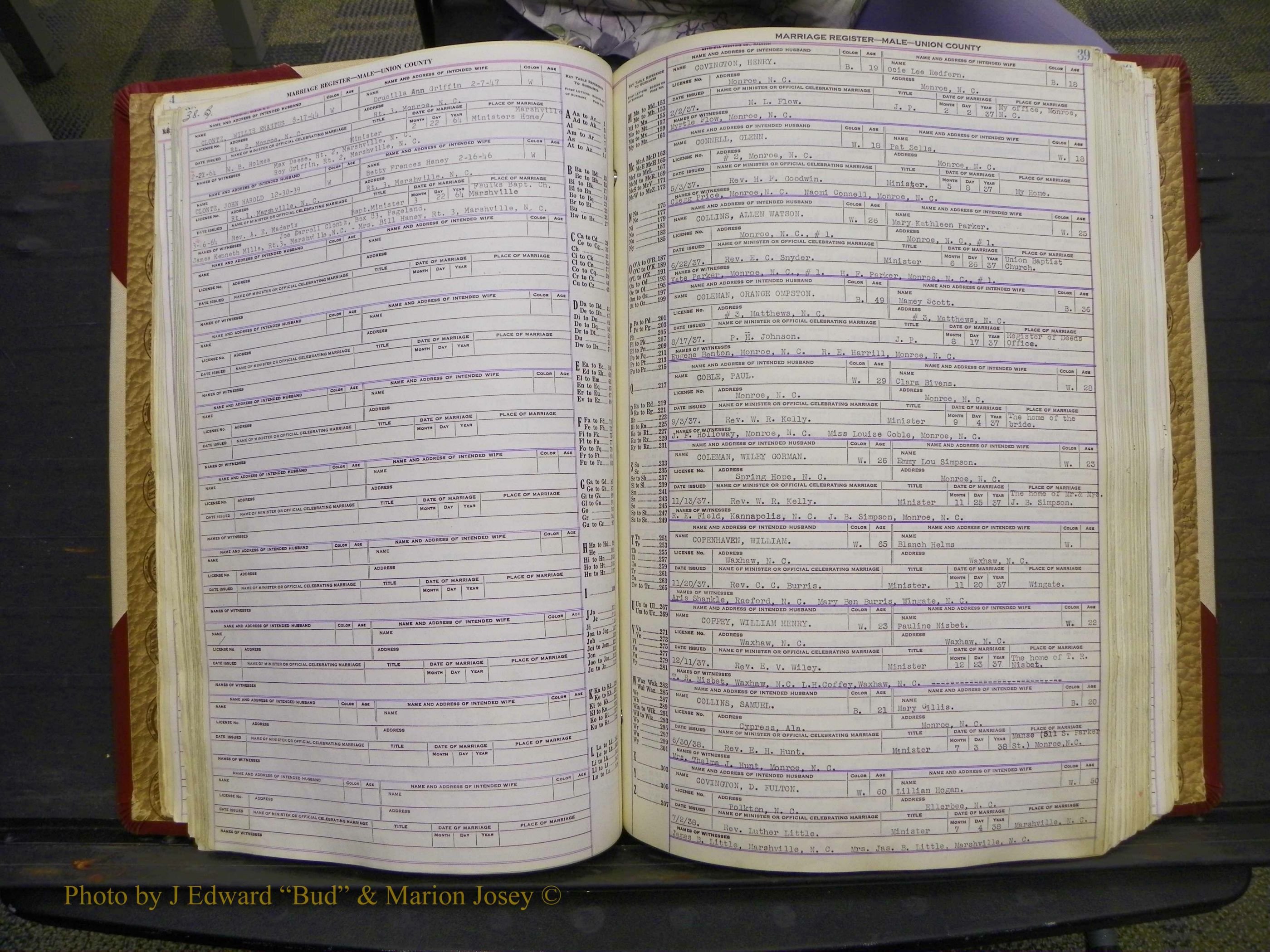 Union Co, NC Marriage Book 10, A-Z, 1937-1965 (56).JPG