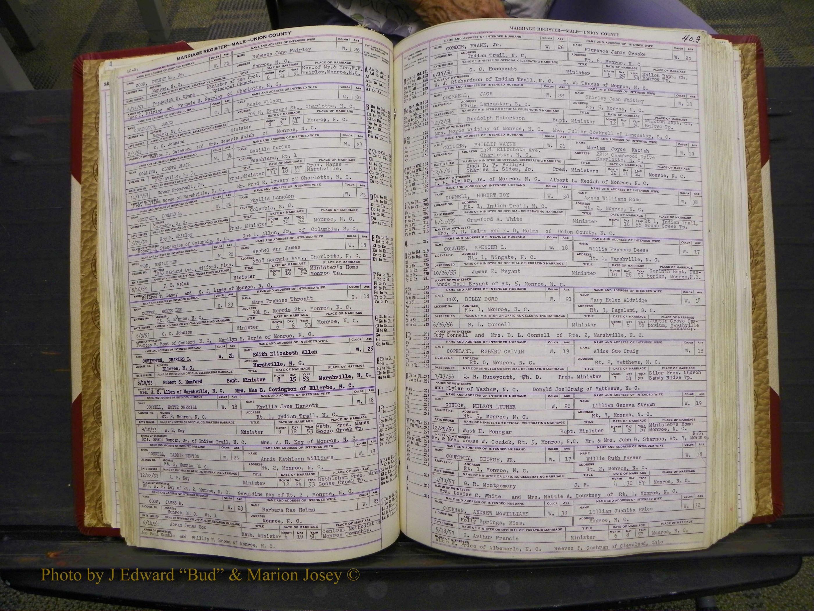 Union Co, NC Marriage Book 10, A-Z, 1937-1965 (60).JPG