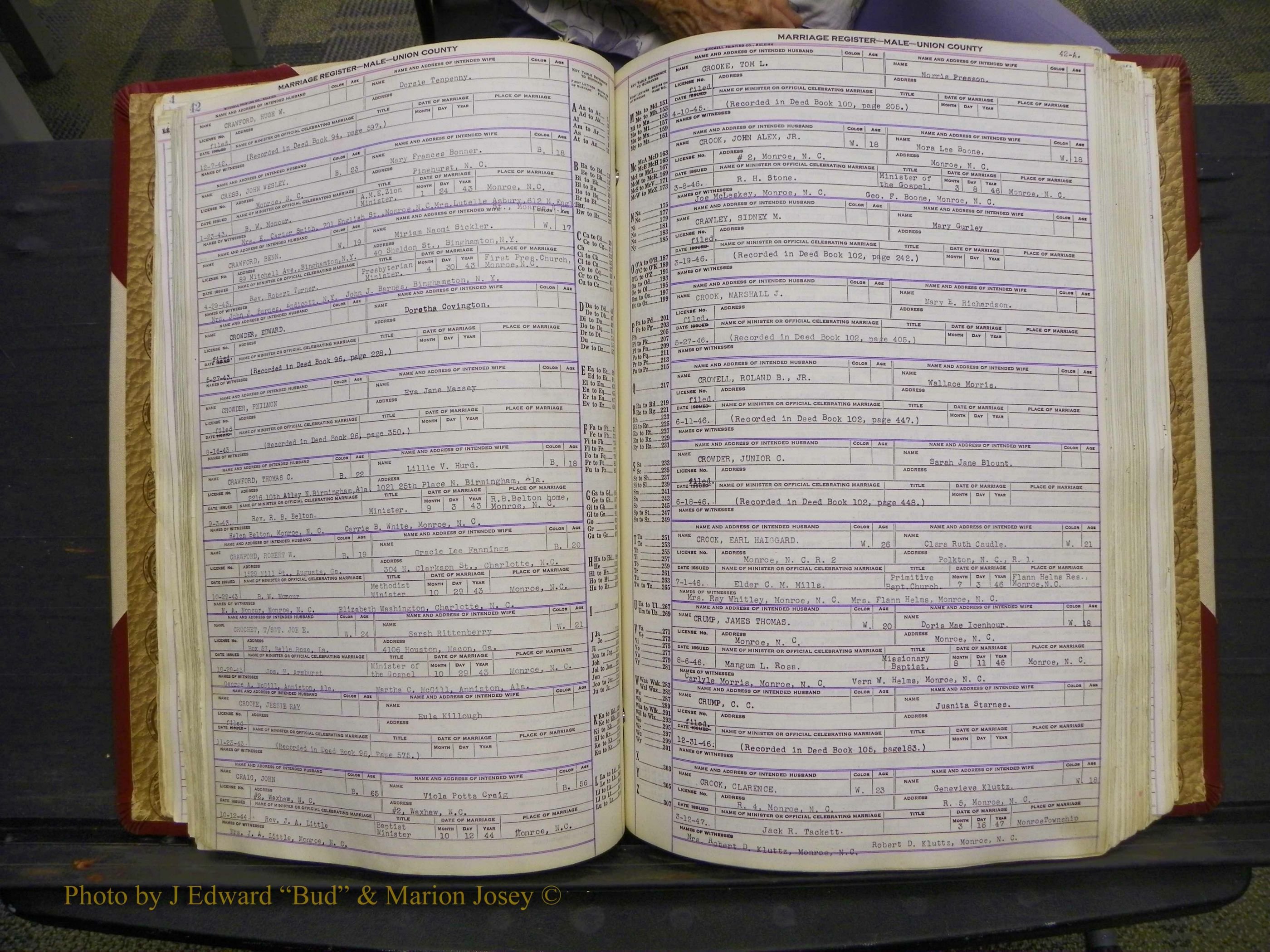 Union Co, NC Marriage Book 10, A-Z, 1937-1965 (63).JPG