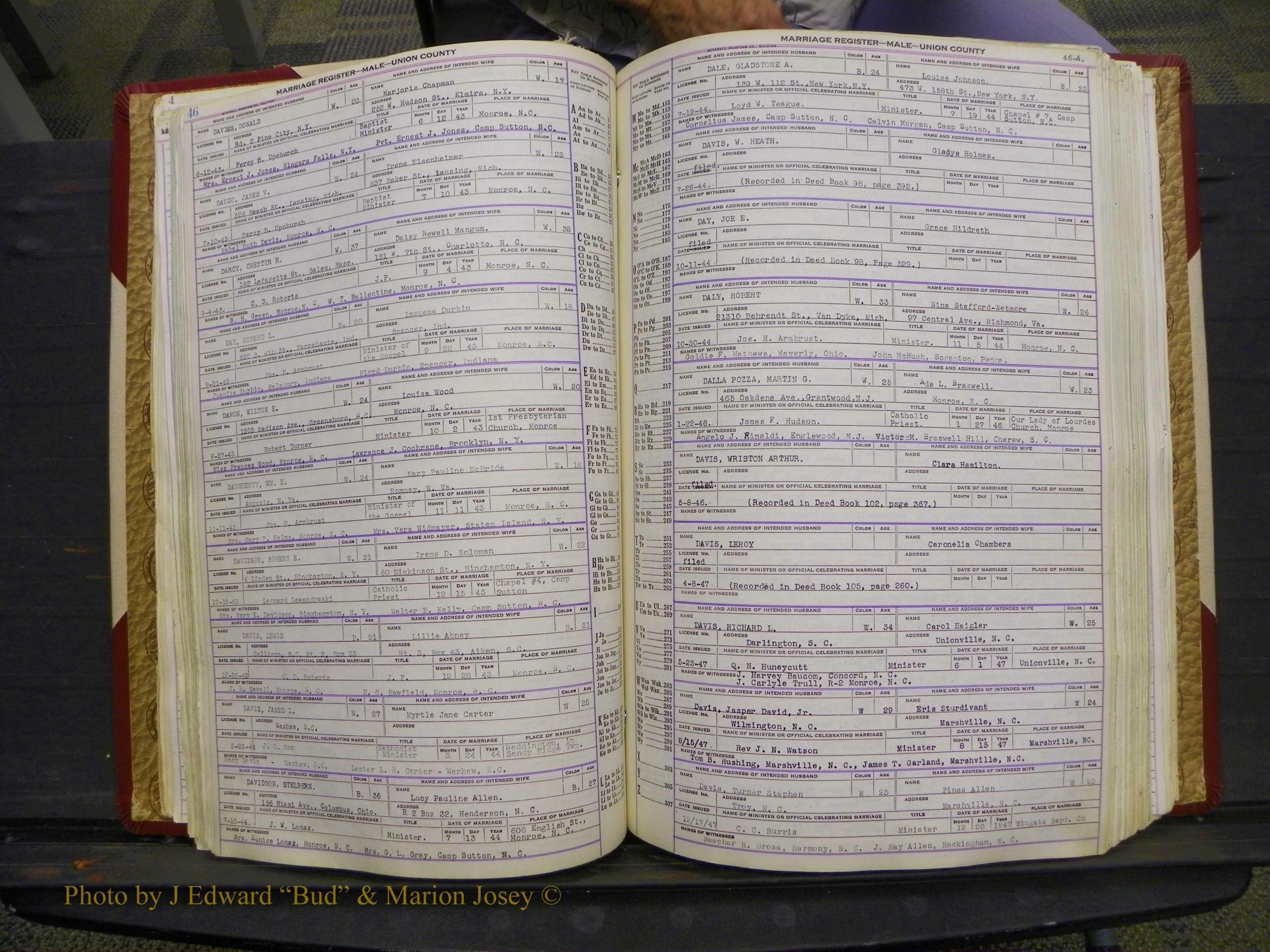 Union Co, NC Marriage Book 10, A-Z, 1937-1965 (70).JPG