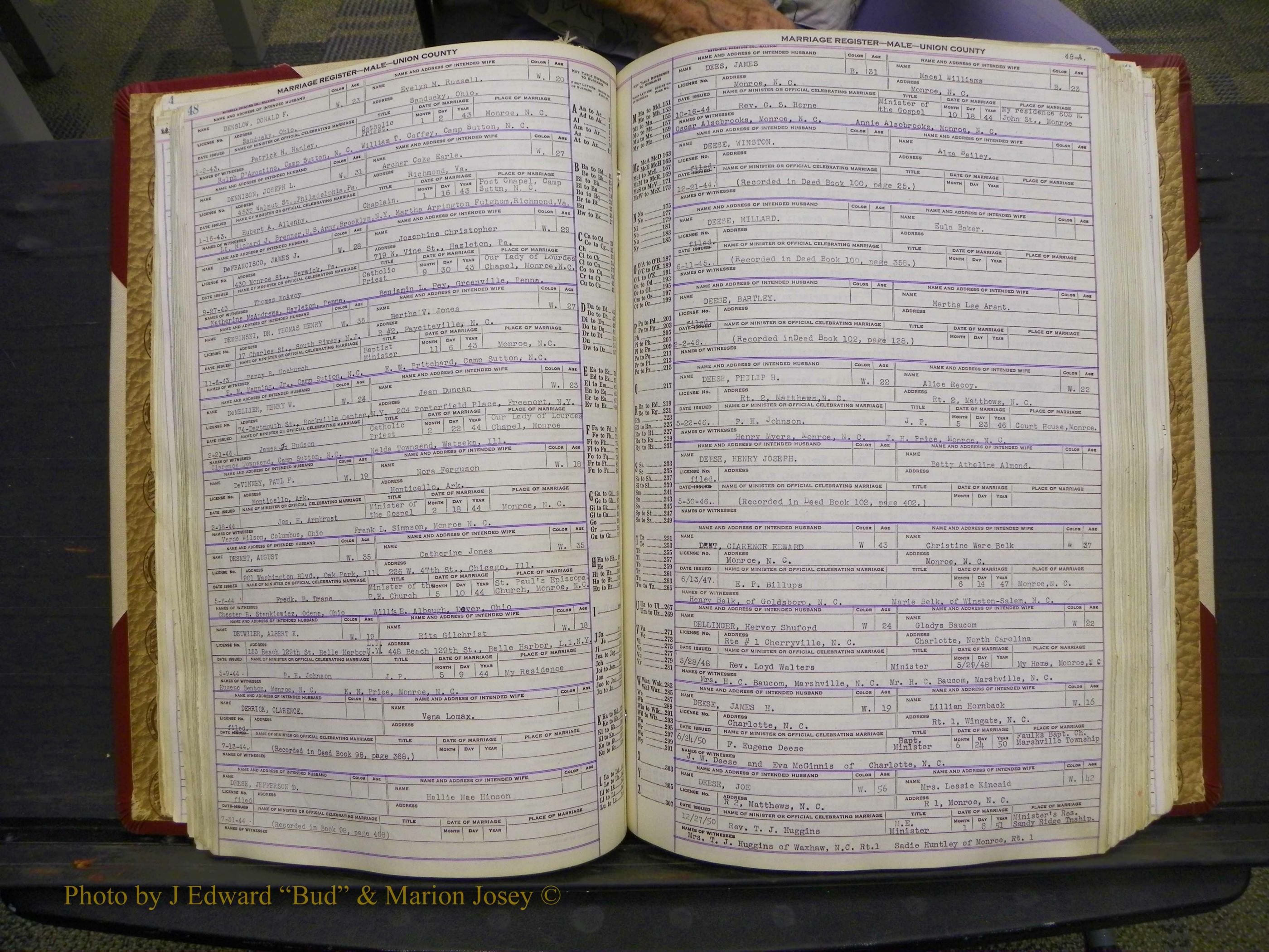 Union Co, NC Marriage Book 10, A-Z, 1937-1965 (73).JPG