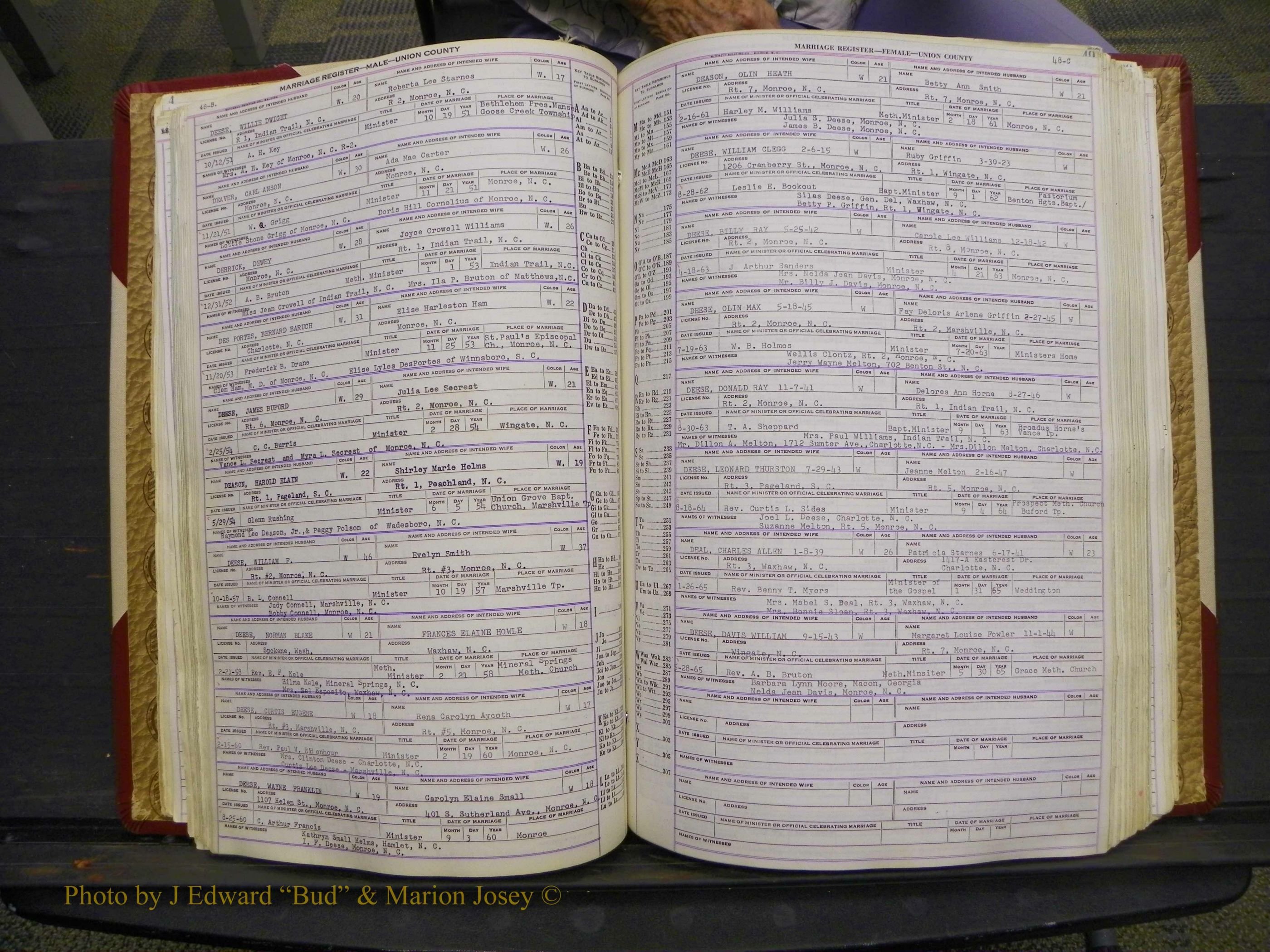 Union Co, NC Marriage Book 10, A-Z, 1937-1965 (74).JPG