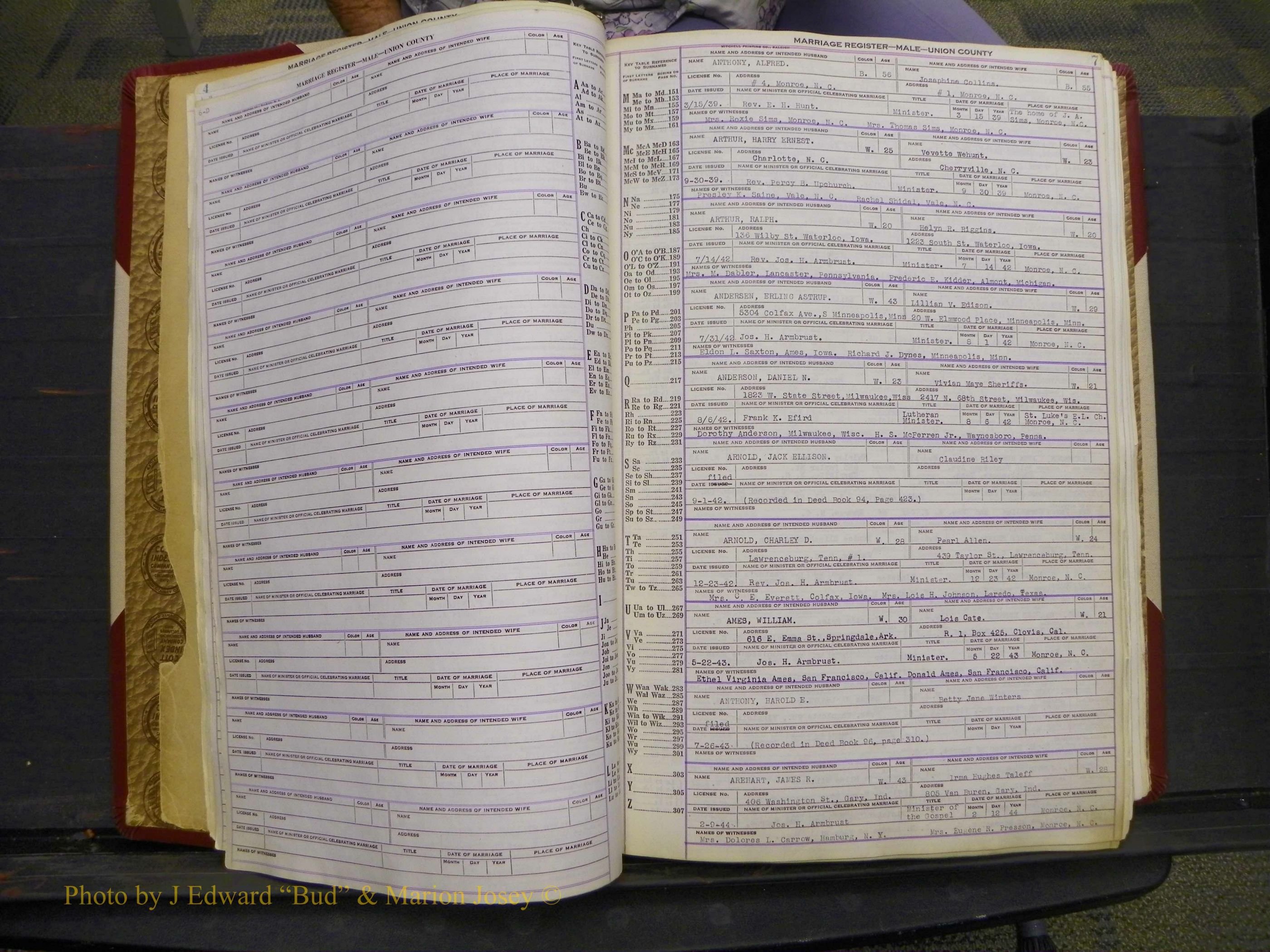 Union Co, NC Marriage Book 10, A-Z, 1937-1965 (8).JPG