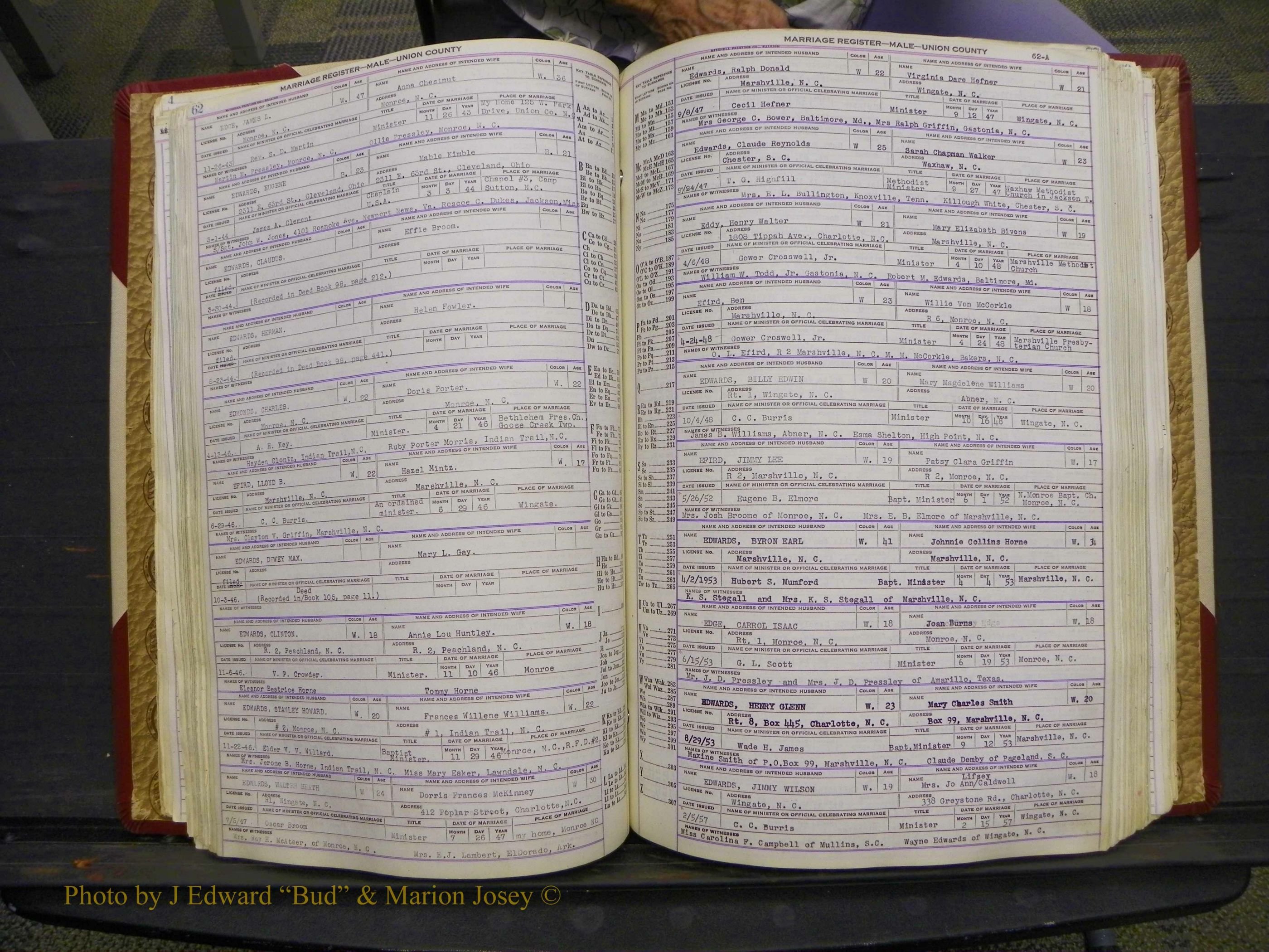 Union Co, NC Marriage Book 10, A-Z, 1937-1965 (84).JPG