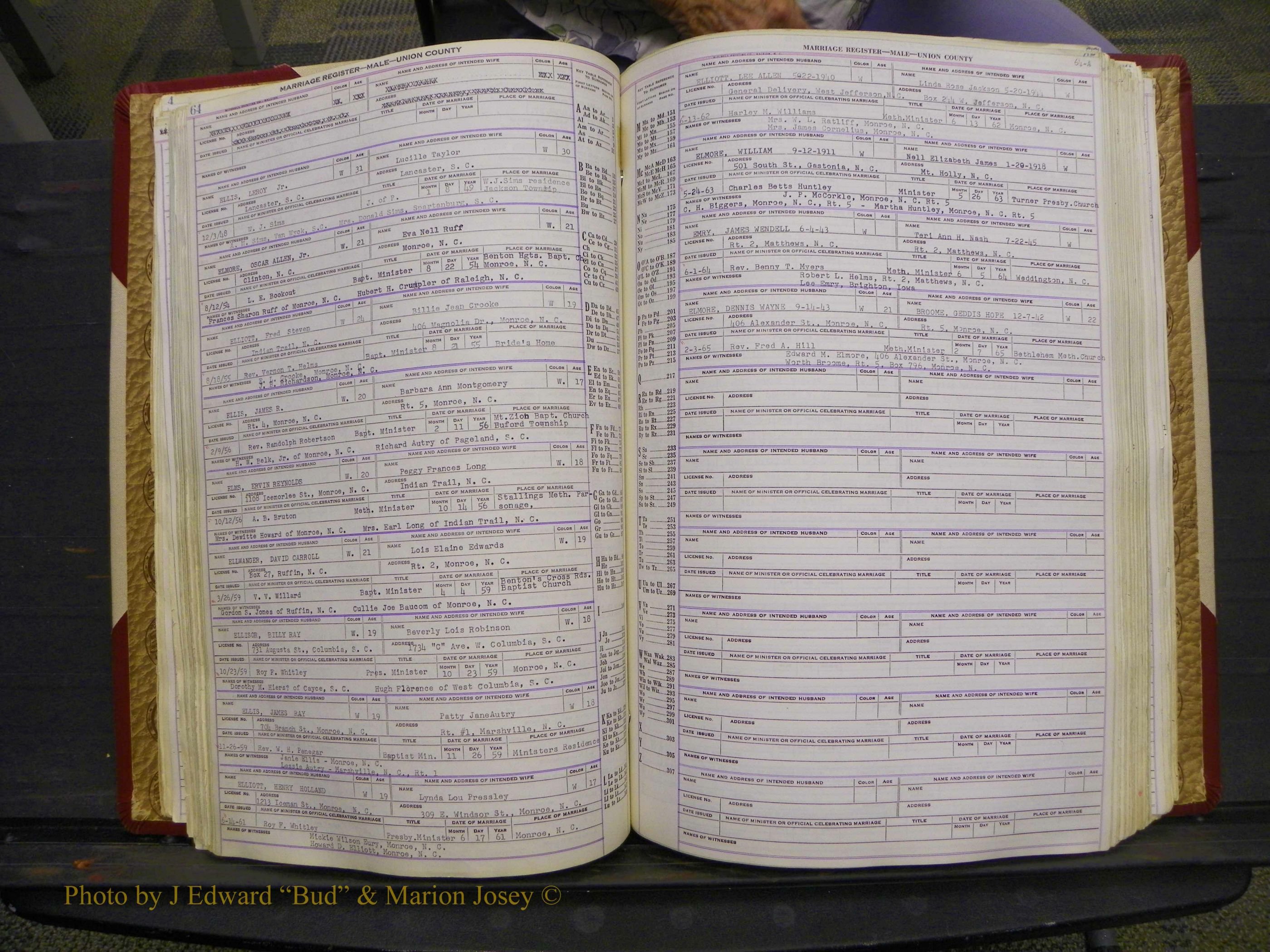 Union Co, NC Marriage Book 10, A-Z, 1937-1965 (86).JPG