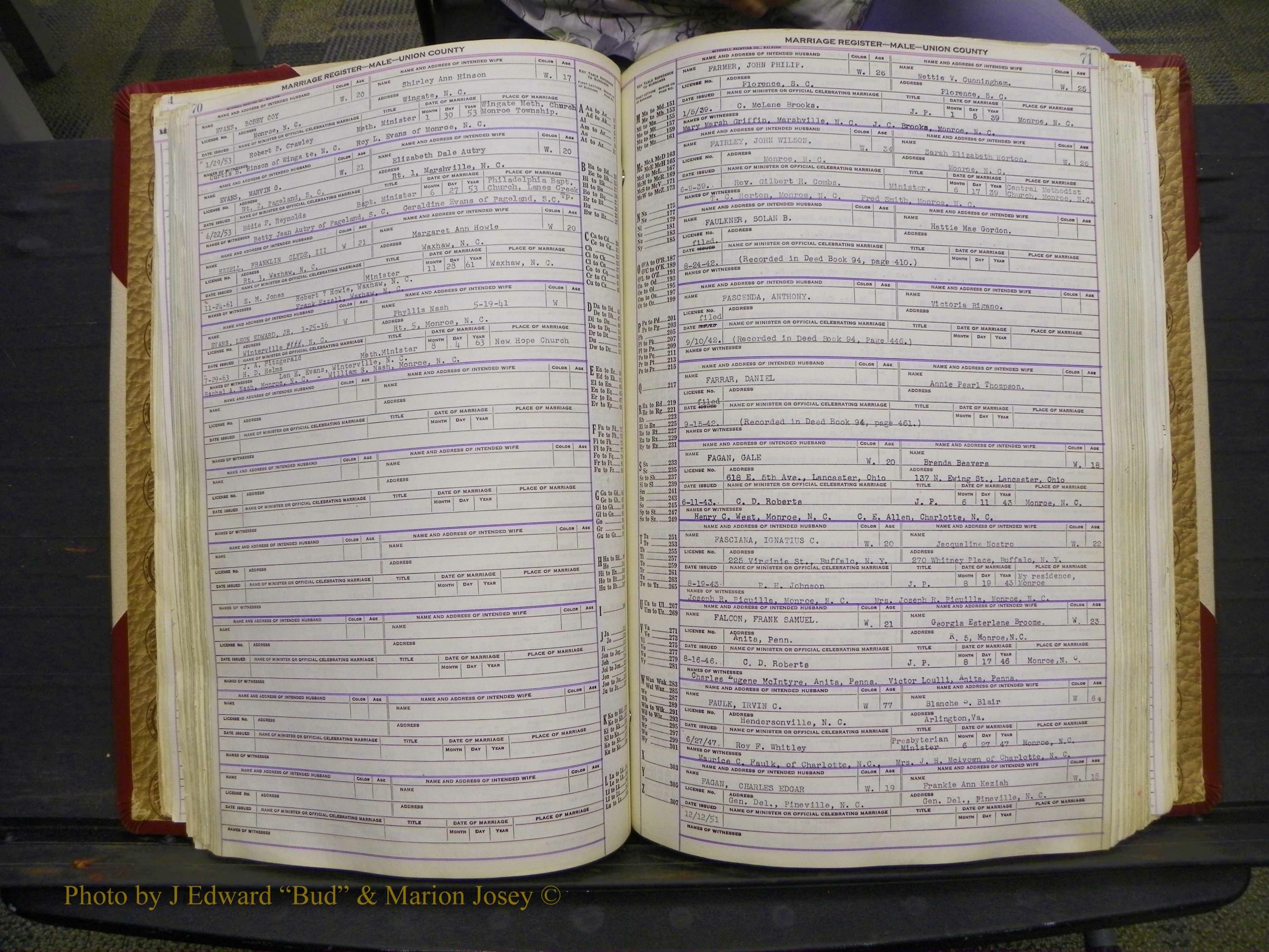 Union Co, NC Marriage Book 10, A-Z, 1937-1965 (91).JPG