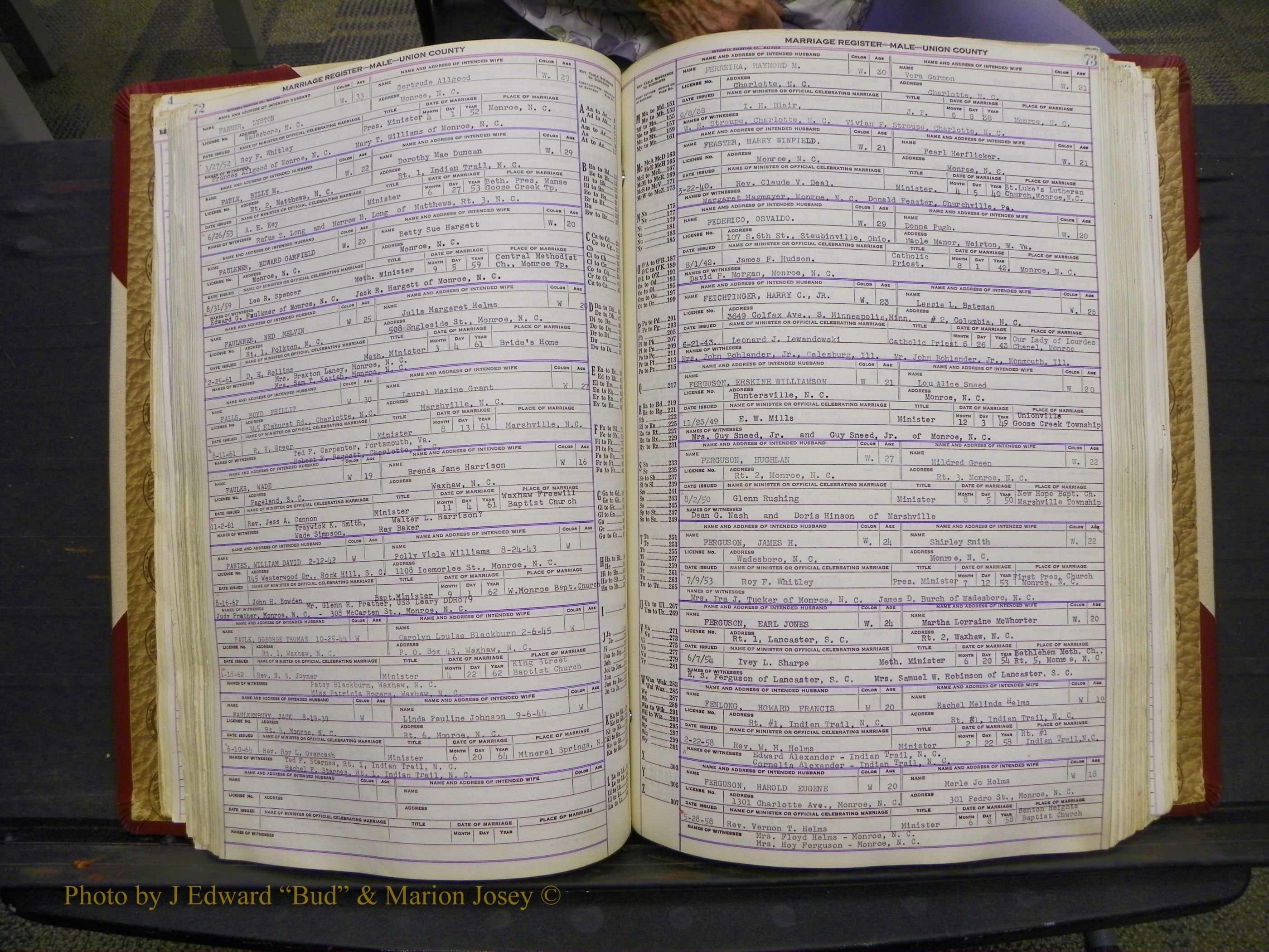 Union Co, NC Marriage Book 10, A-Z, 1937-1965 (92).JPG