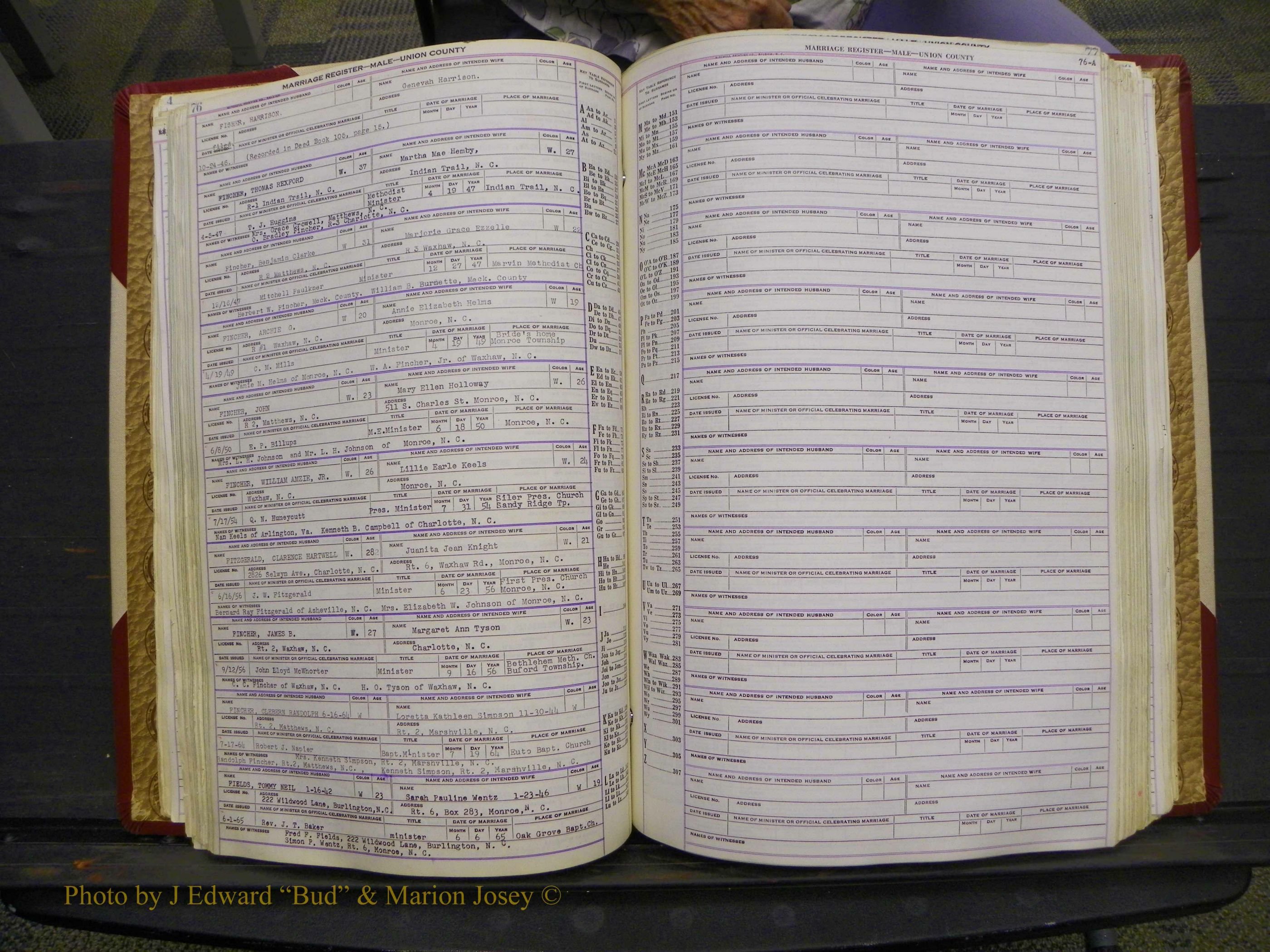 Union Co, NC Marriage Book 10, A-Z, 1937-1965 (93).JPG