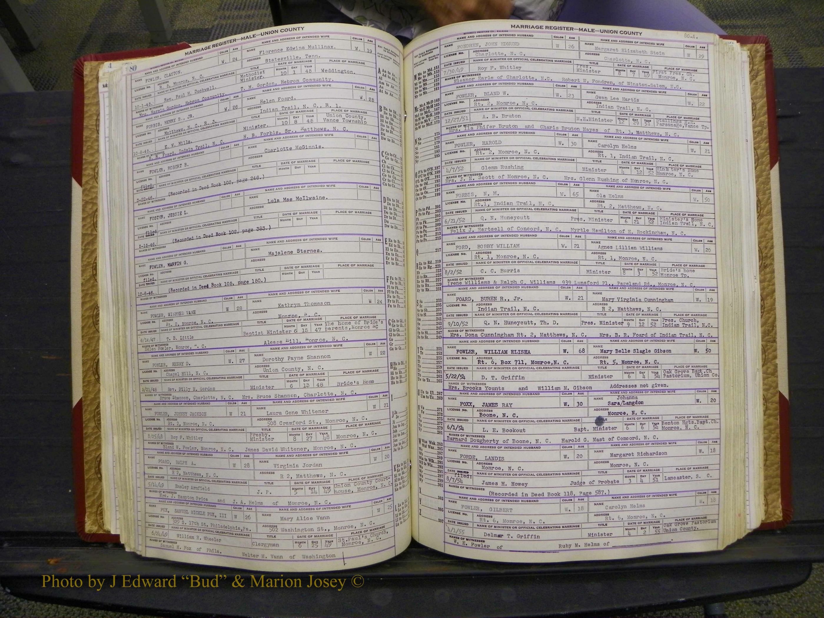 Union Co, NC Marriage Book 10, A-Z, 1937-1965 (98).JPG