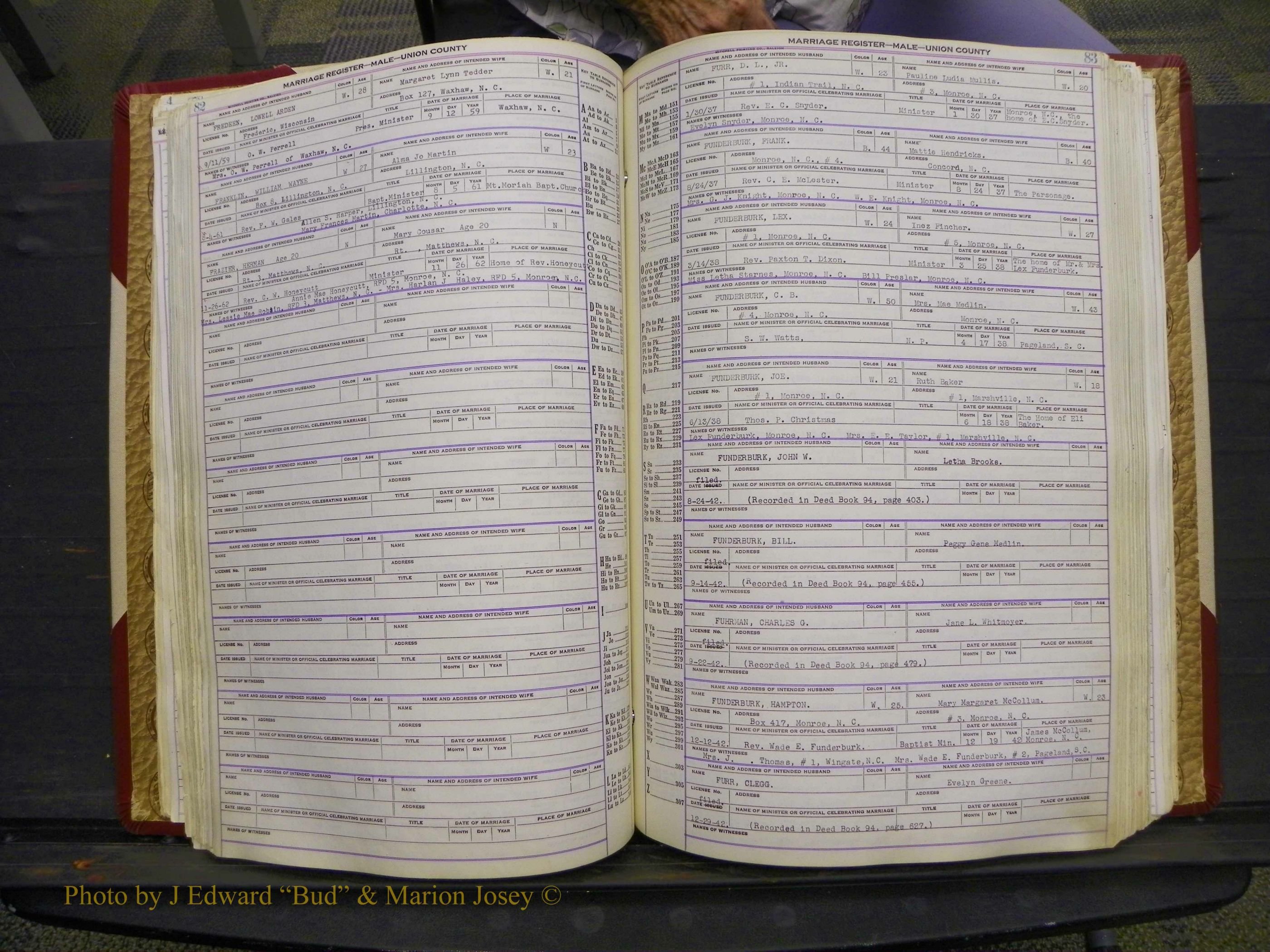 Union Co, NC Marriage Book 10, A-Z, 1937-1965 (99).JPG