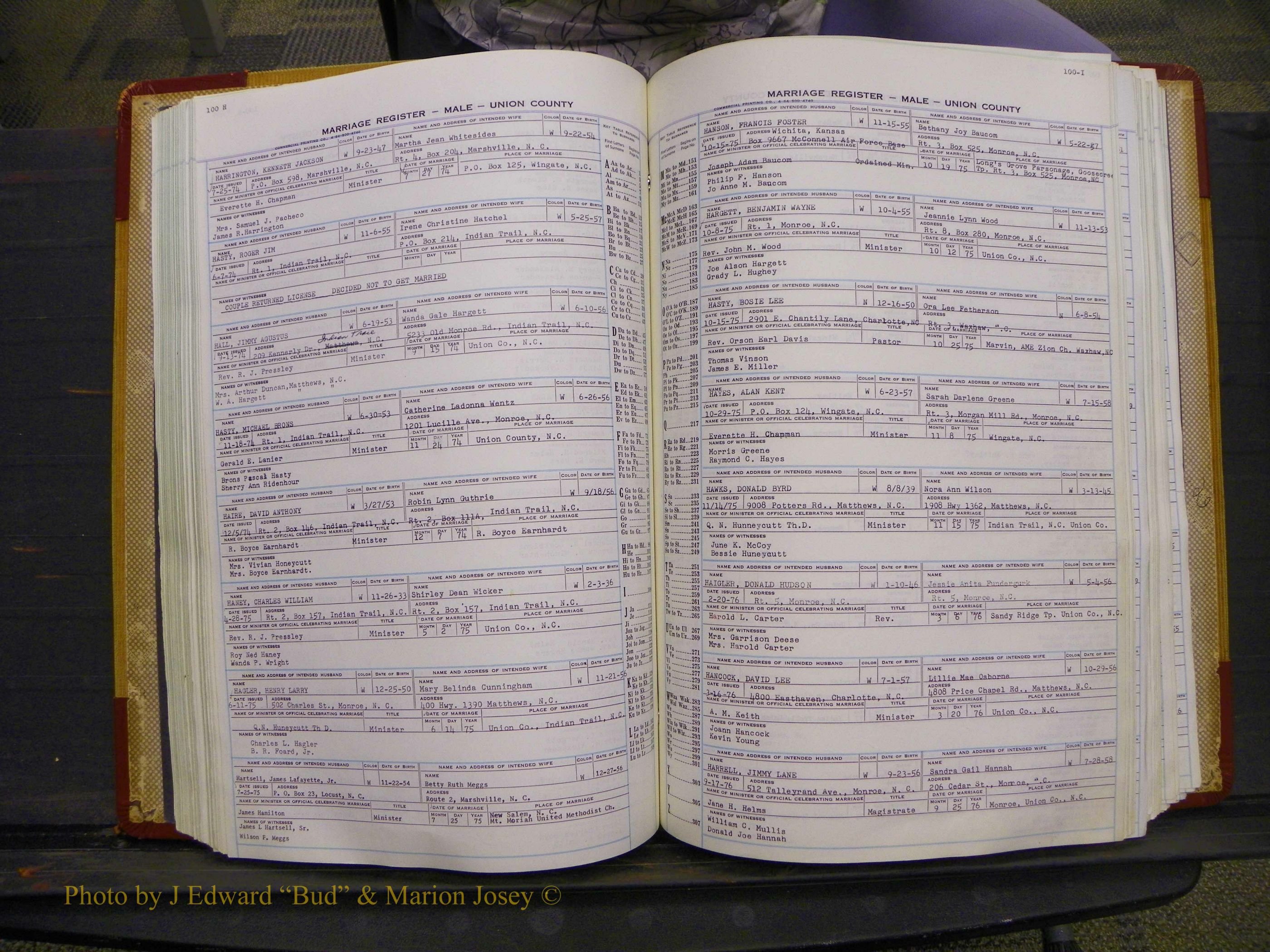 Union Co, NC Marriage Book 11, A-Z, 1965-1979 (120).JPG