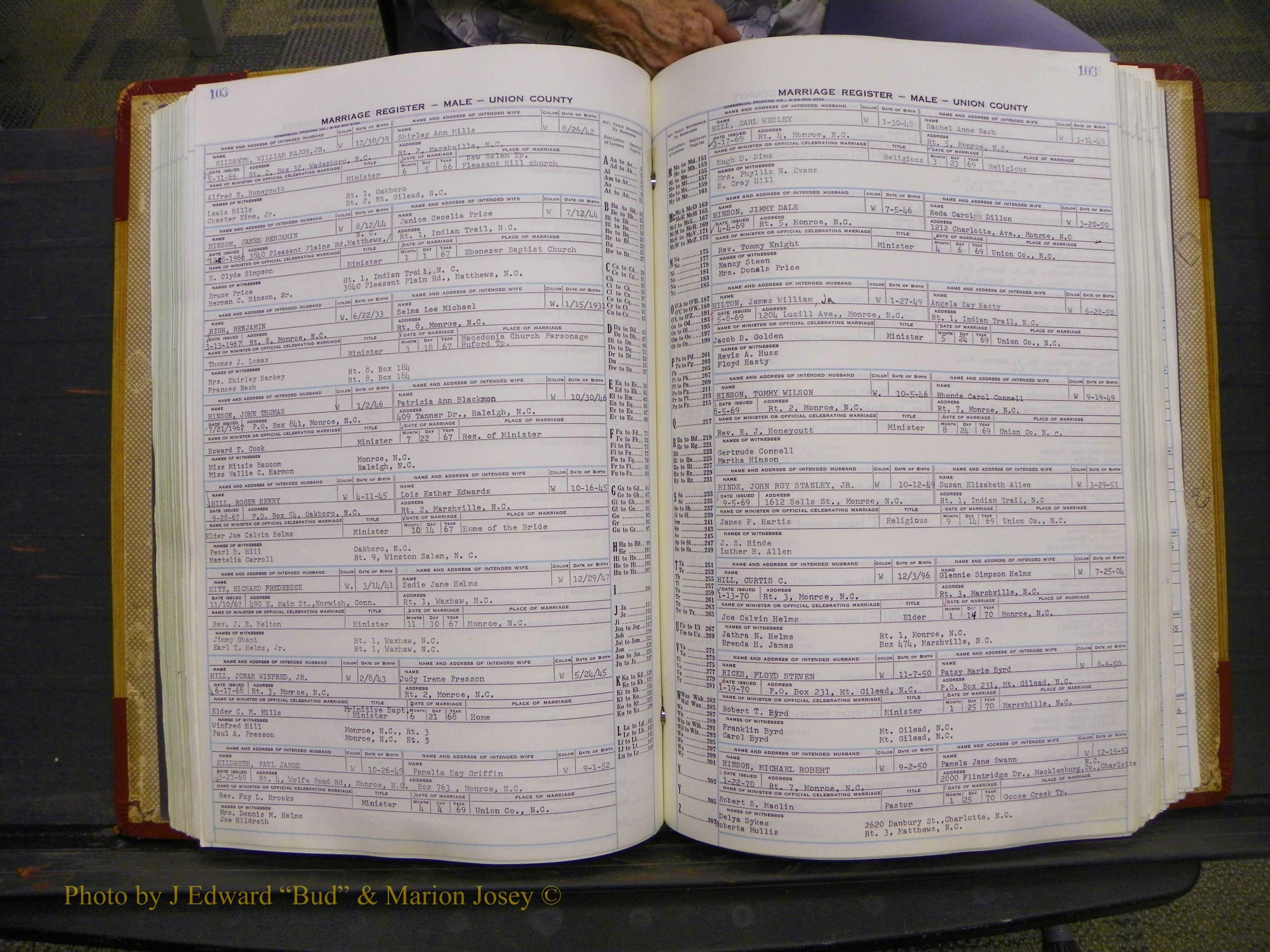 Union Co, NC Marriage Book 11, A-Z, 1965-1979 (135).JPG