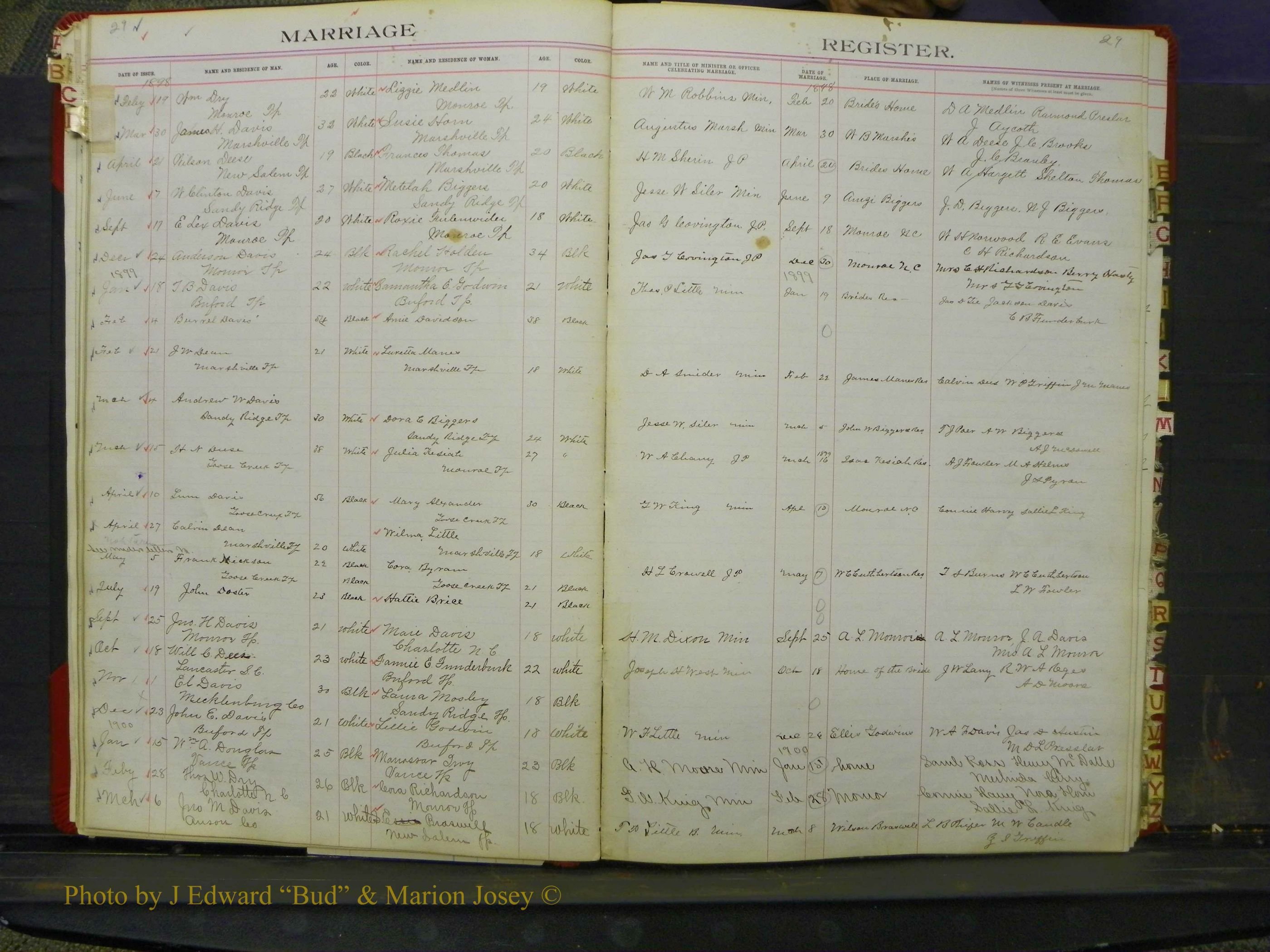 Union Co, NC Marriage Book 6, A-Z, 1898-1902 (16).JPG