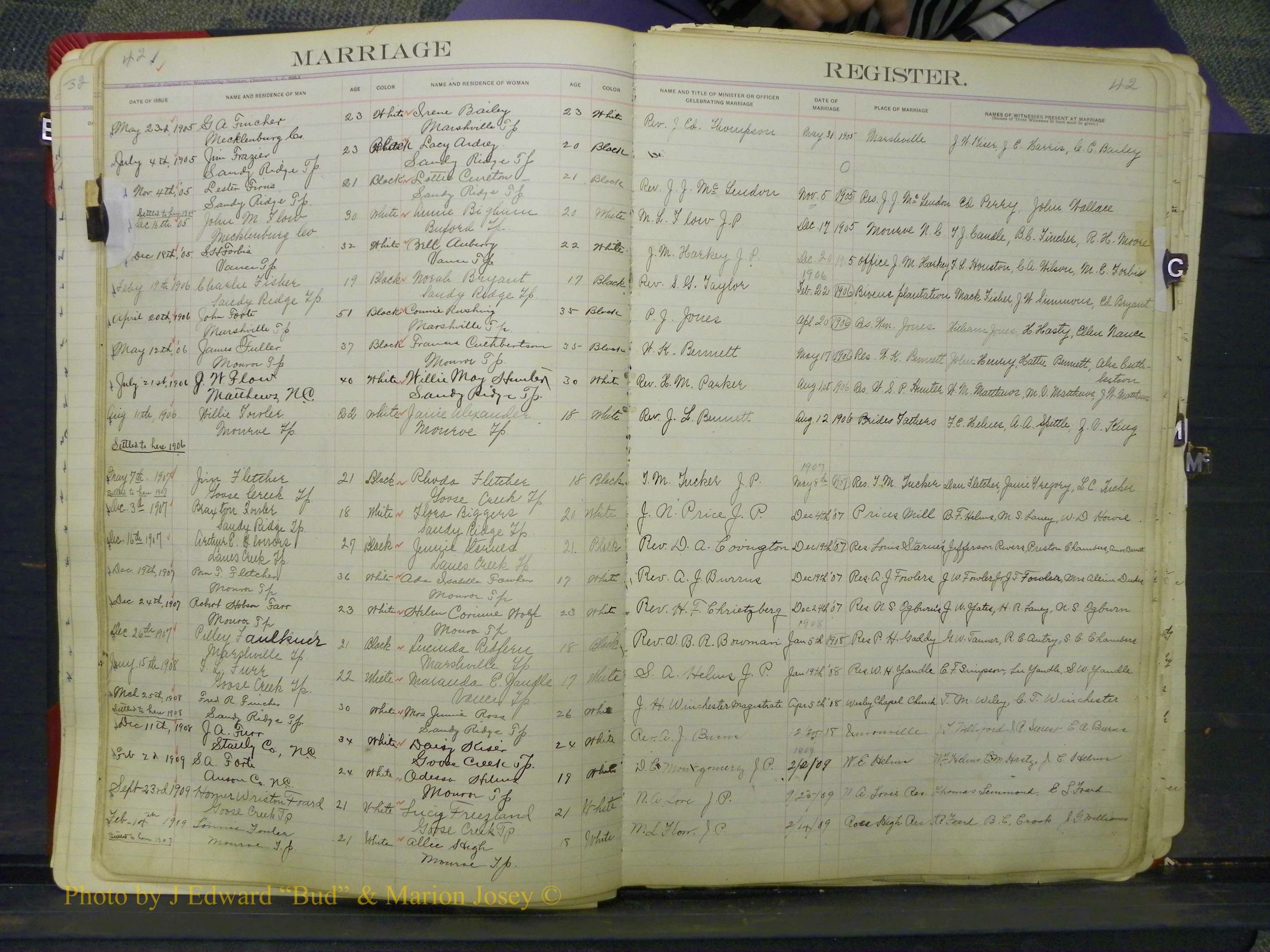 Union Co, NC Marriage Book 7, A-Z, 1903-1913 (28).JPG