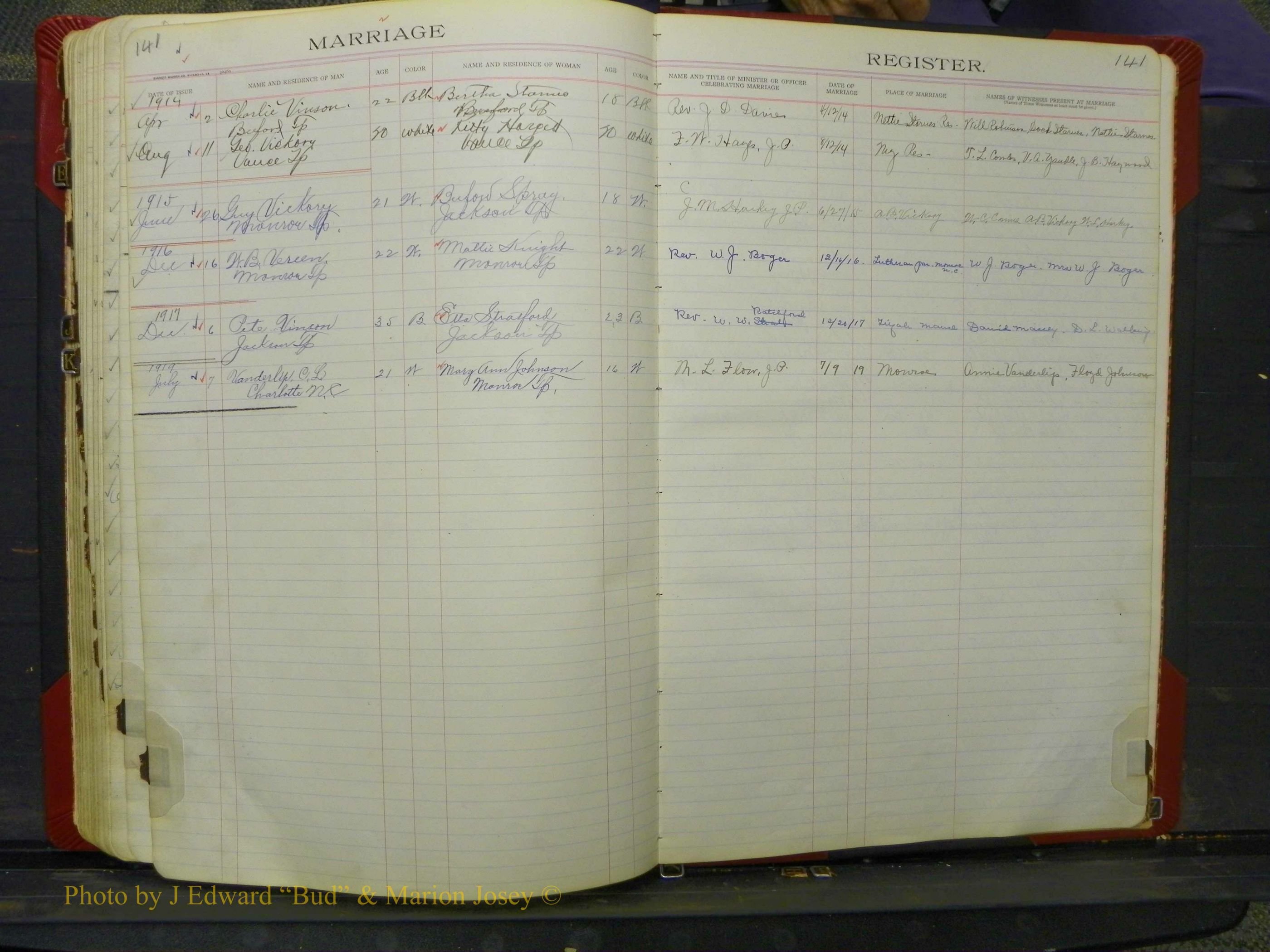 Union Co, NC Marriage Book 8, A-Z, 1914-1920 (130).JPG