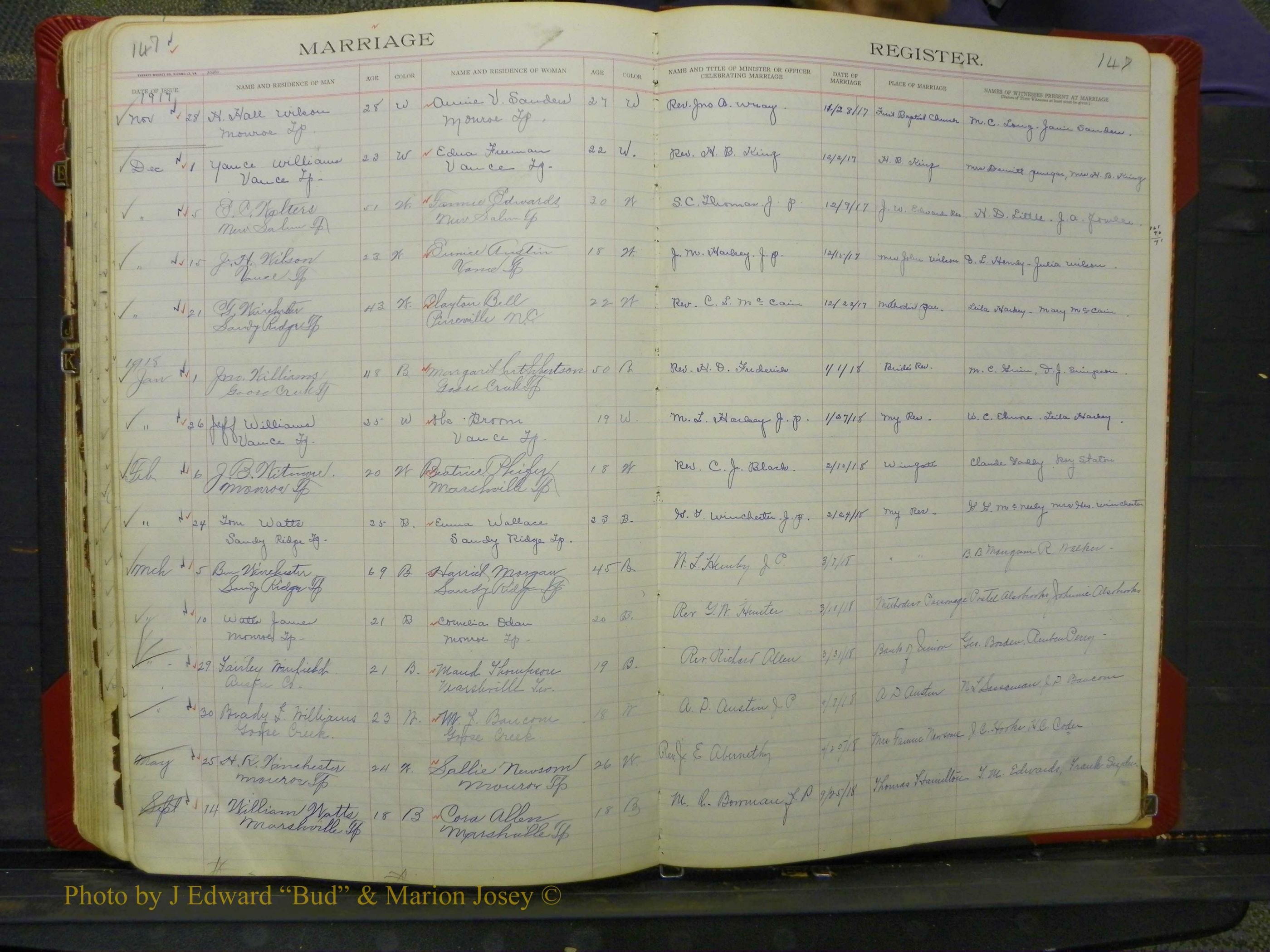 Union Co, NC Marriage Book 8, A-Z, 1914-1920 (136).JPG