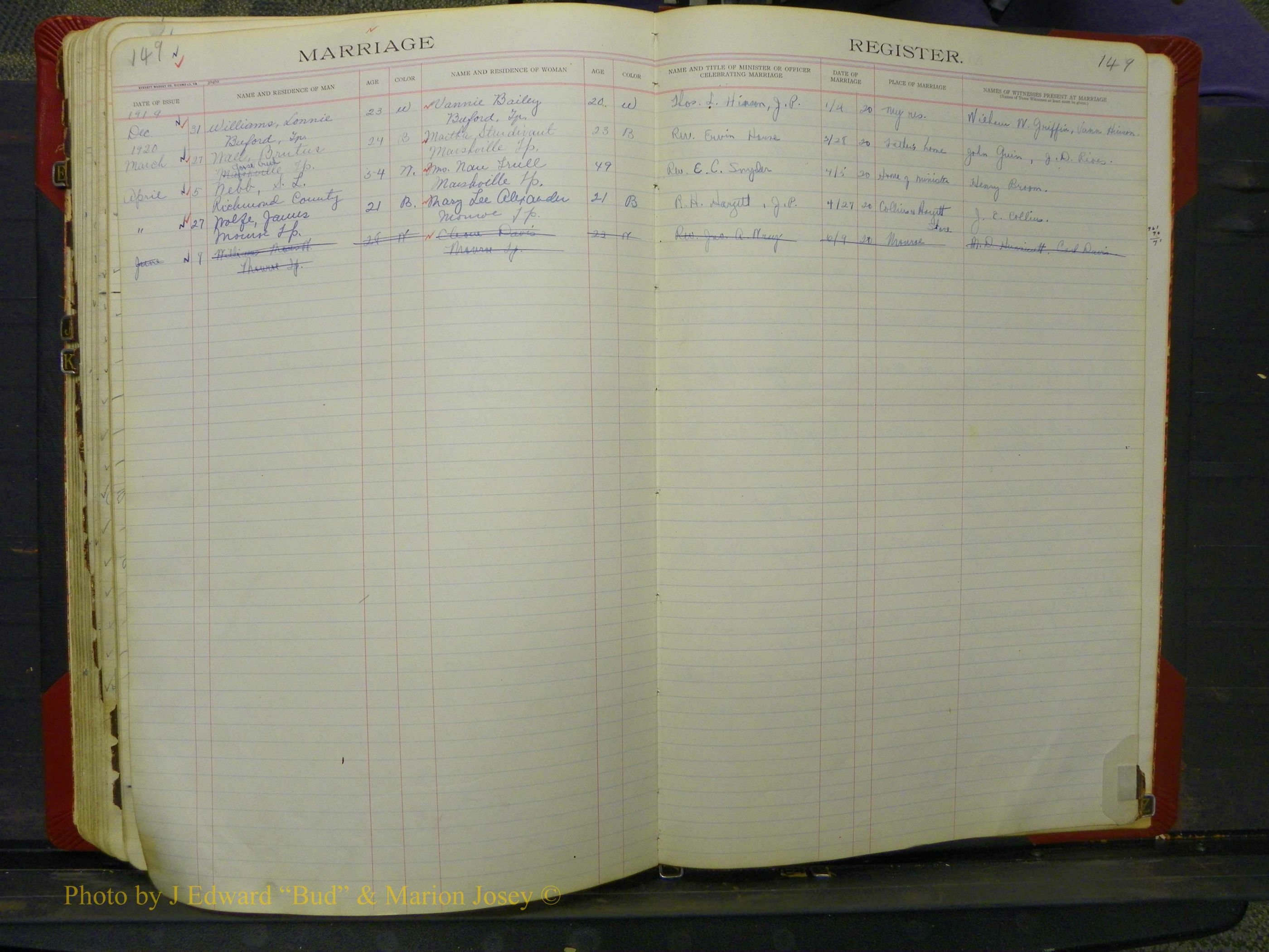 Union Co, NC Marriage Book 8, A-Z, 1914-1920 (138).JPG