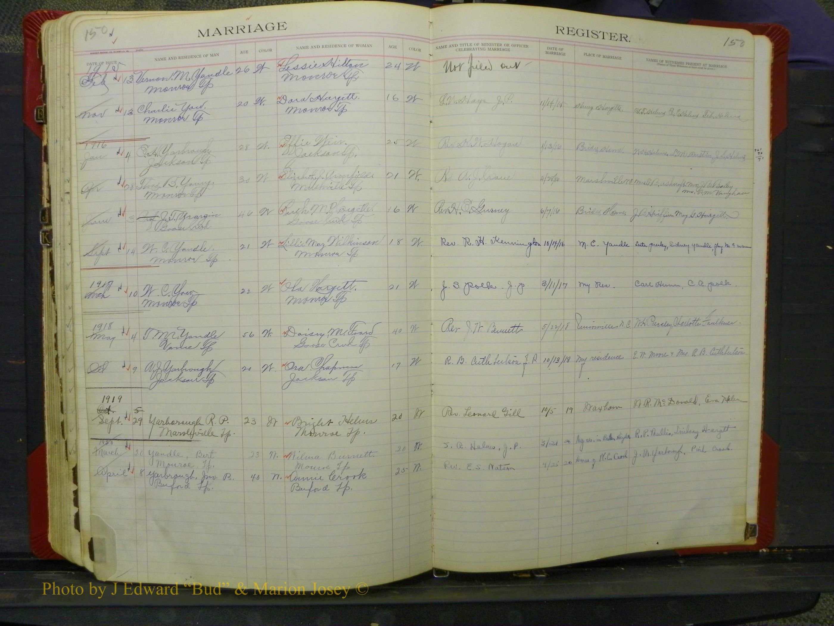 Union Co, NC Marriage Book 8, A-Z, 1914-1920 (139).JPG