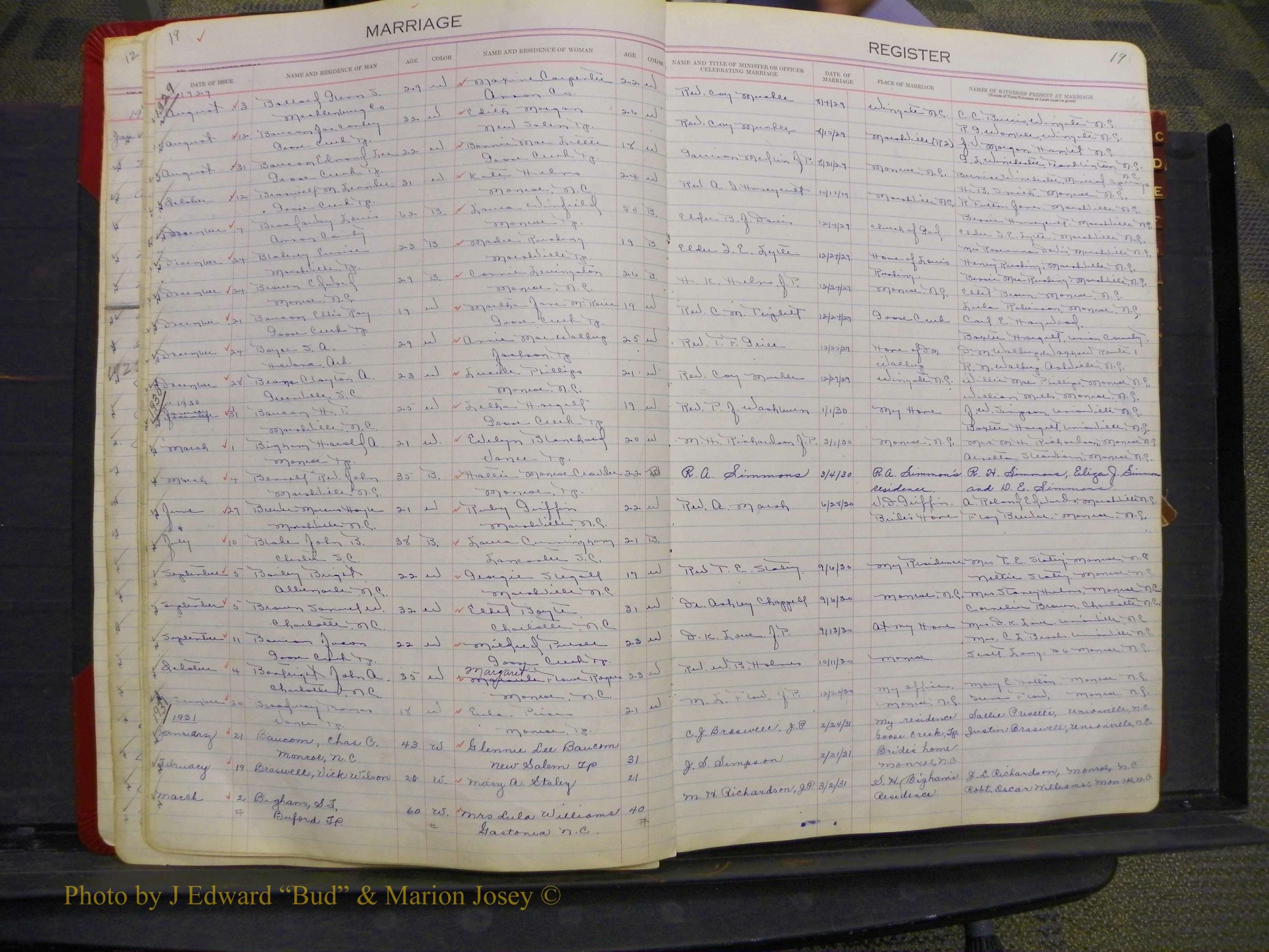 Union Co, NC Marriages, Book 9, 1920-1938 (15).JPG