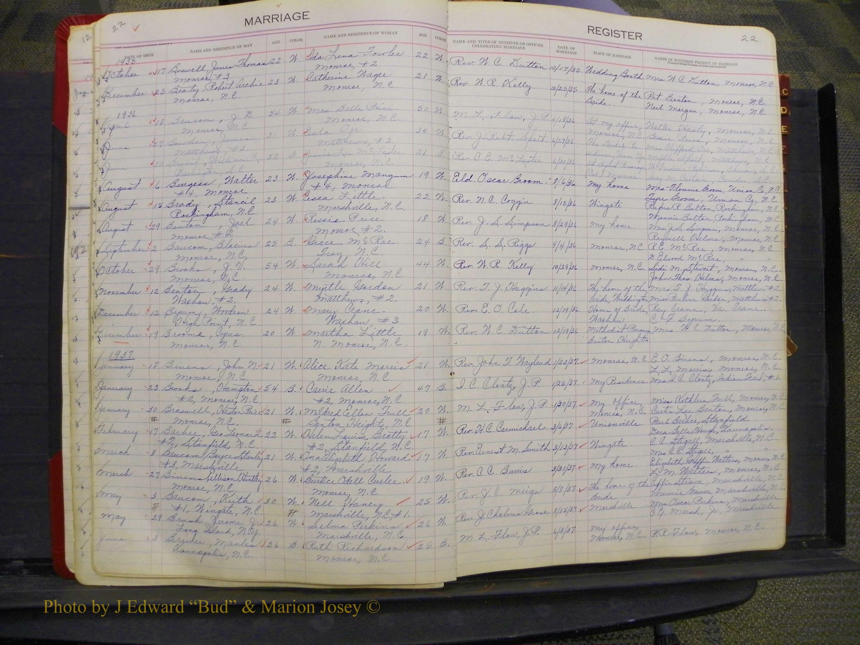 Union Co, NC Marriages, Book 9, 1920-1938 (18).JPG