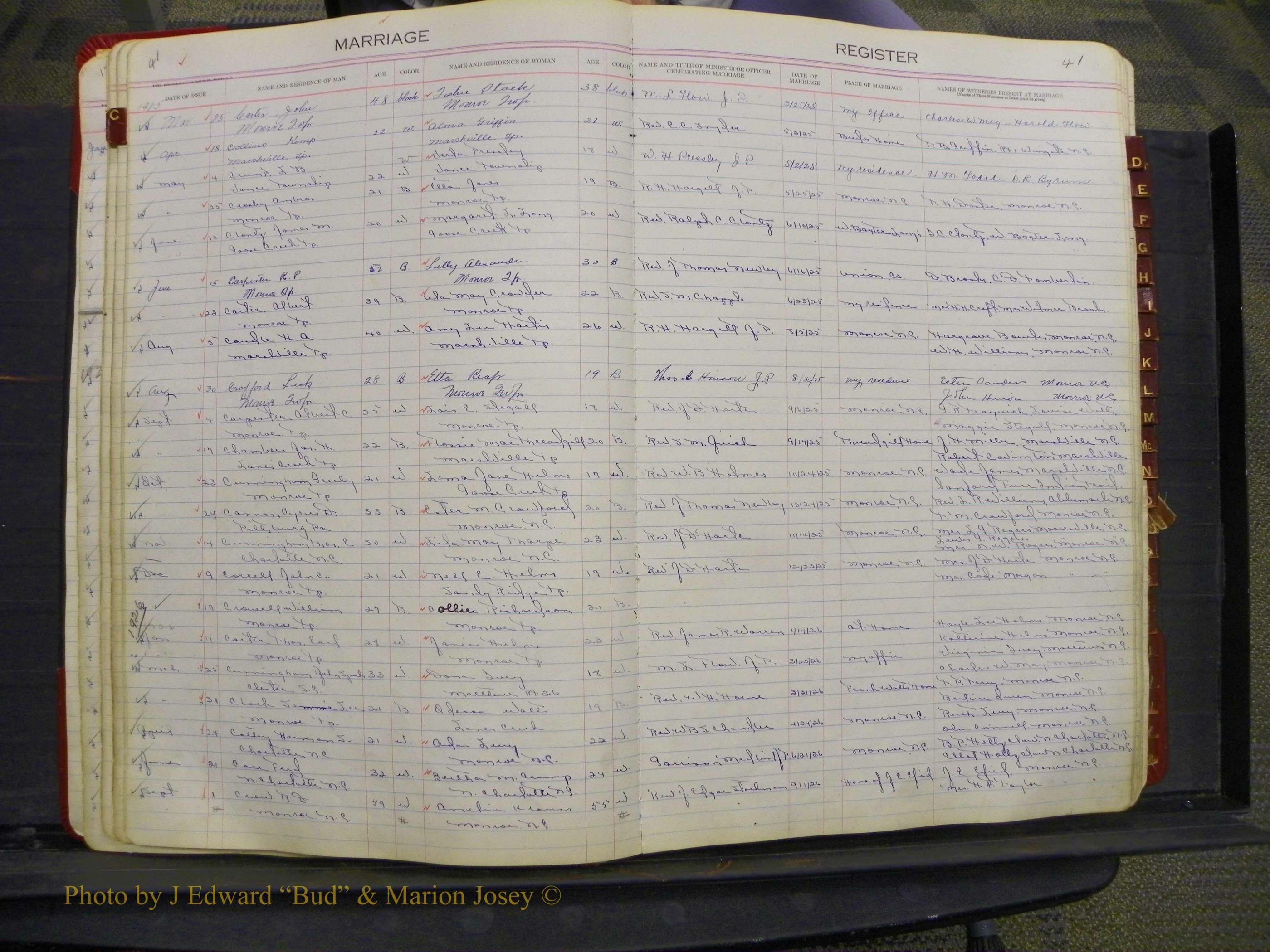 Union Co, NC Marriages, Book 9, 1920-1938 (23).JPG