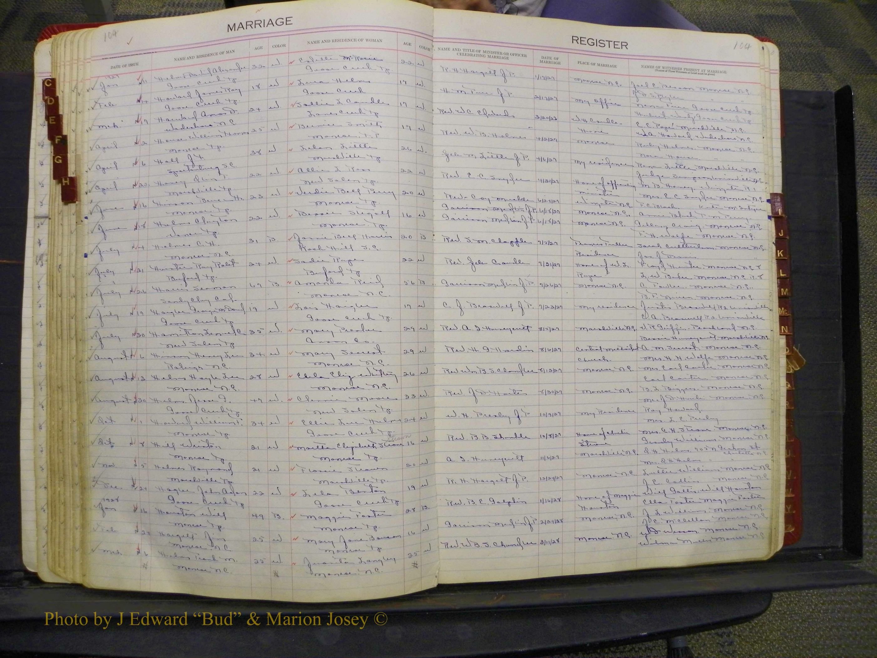 Union Co, NC Marriages, Book 9, 1920-1938 (57).JPG
