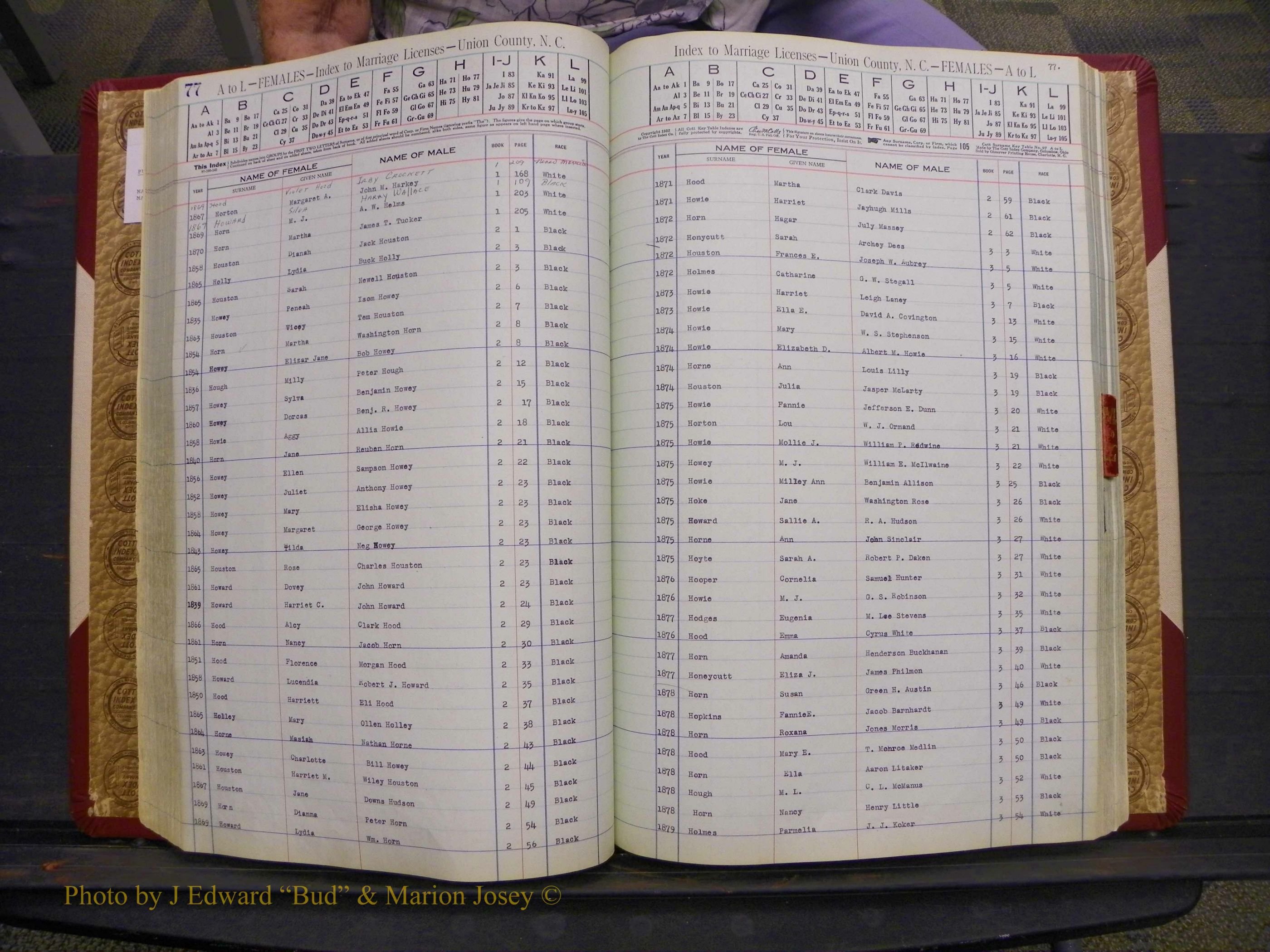 Union Co, NC Marriages Female Index, A-Z, 1842-1936 (109).JPG