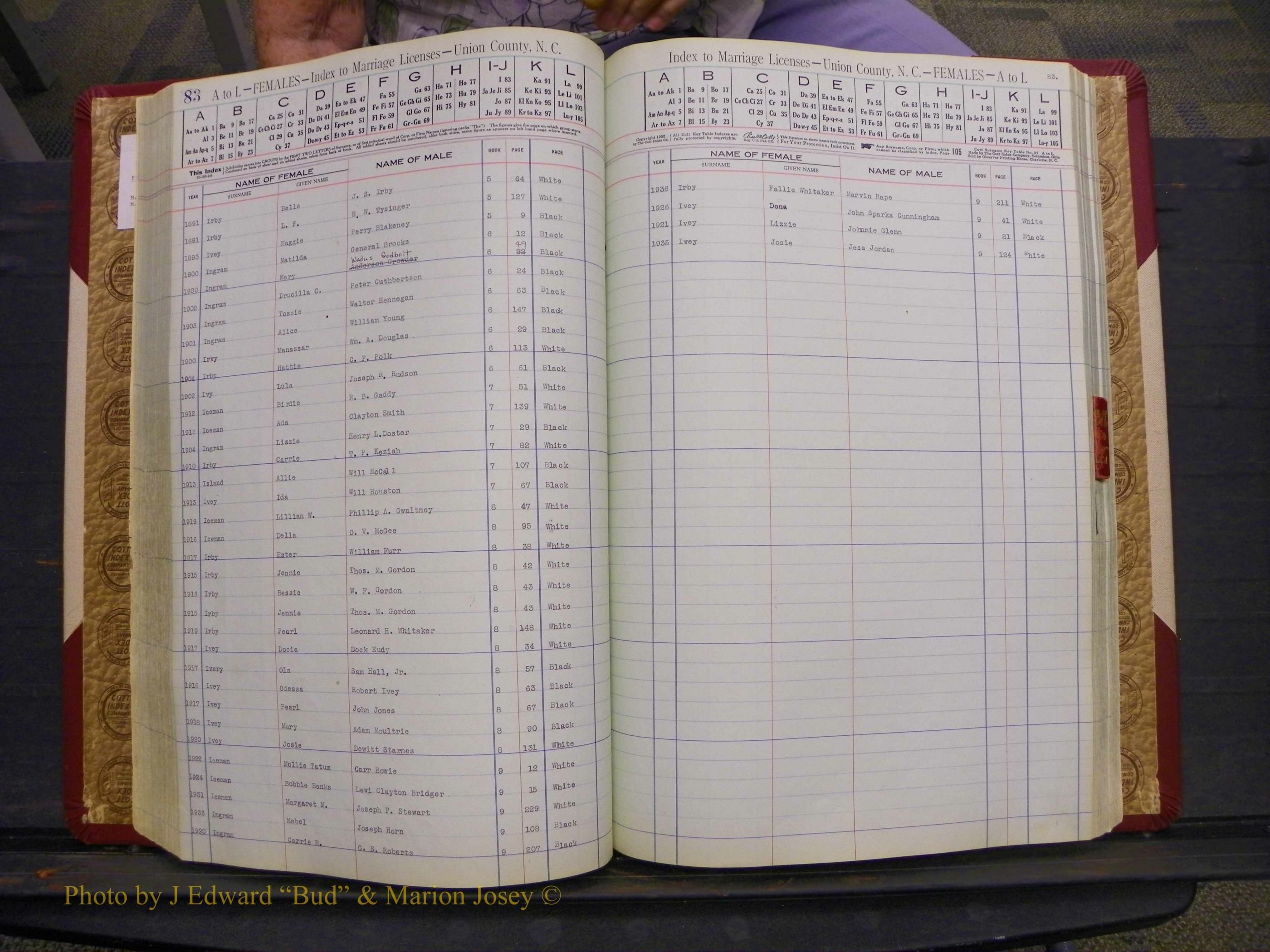 Union Co, NC Marriages Female Index, A-Z, 1842-1936 (120).JPG