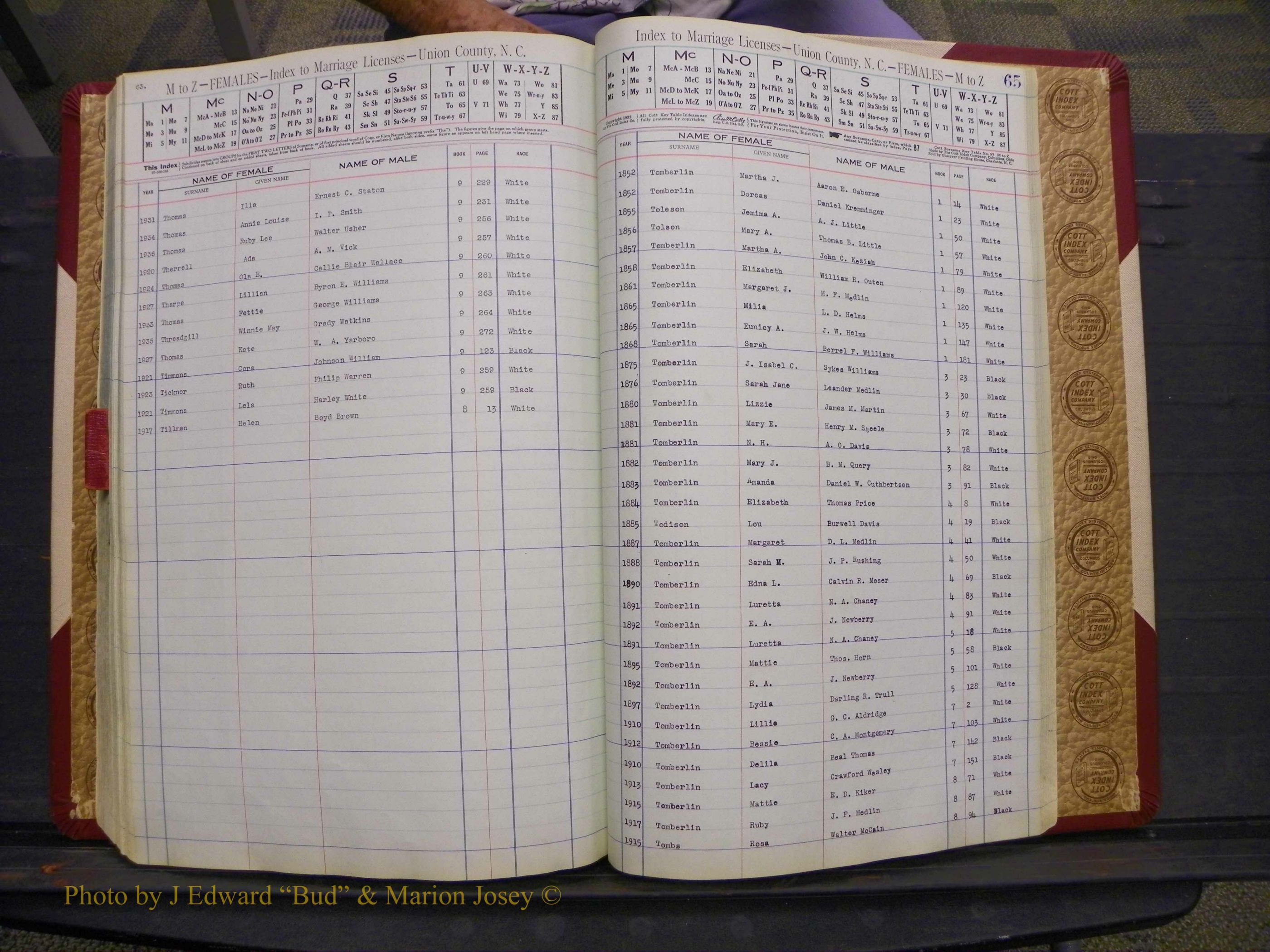 Union Co, NC Marriages Female Index, A-Z, 1842-1936 (232).JPG