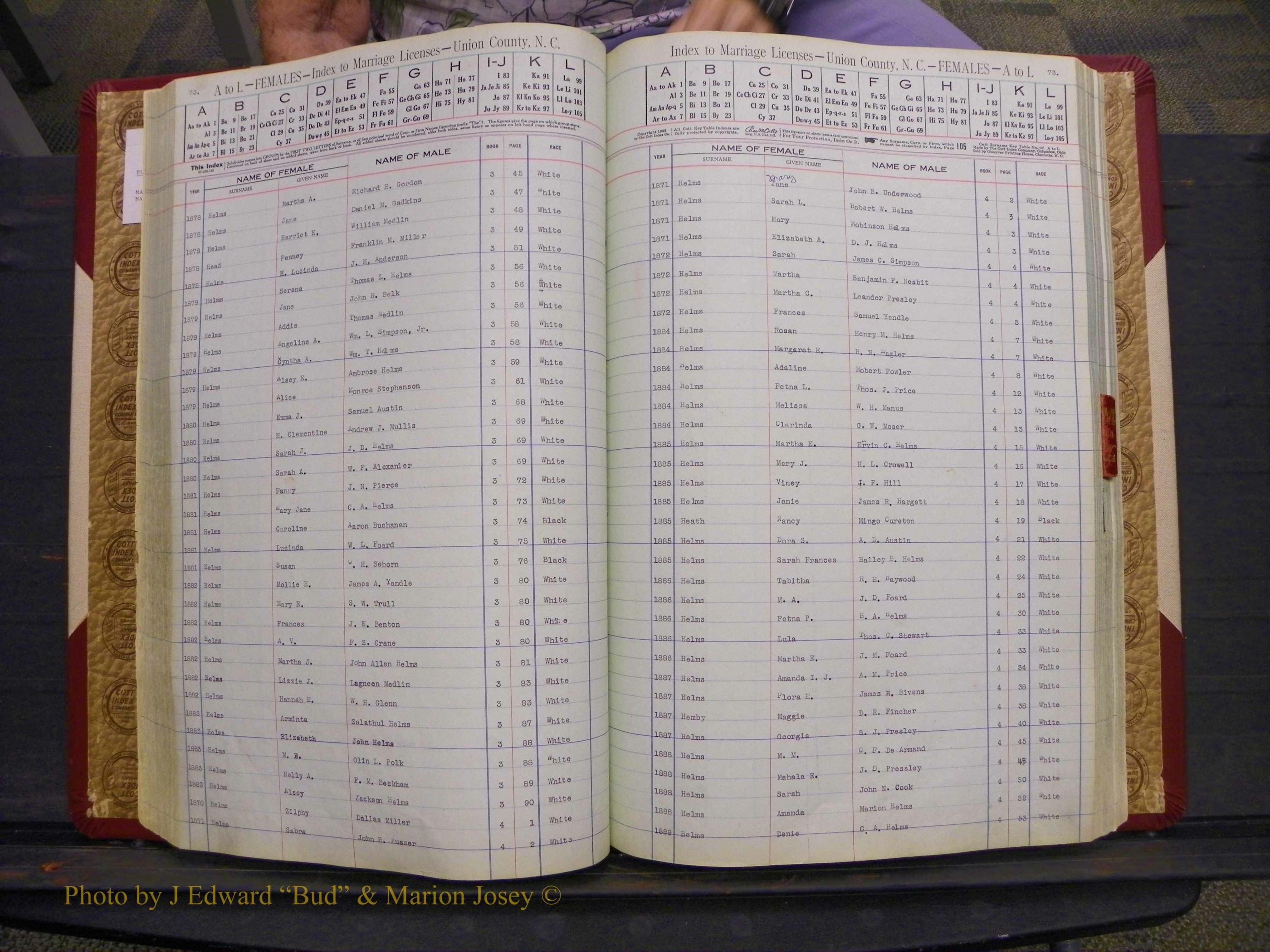 Union Co, NC Marriages Female Index, A-Z, 1842-1936 (98).JPG