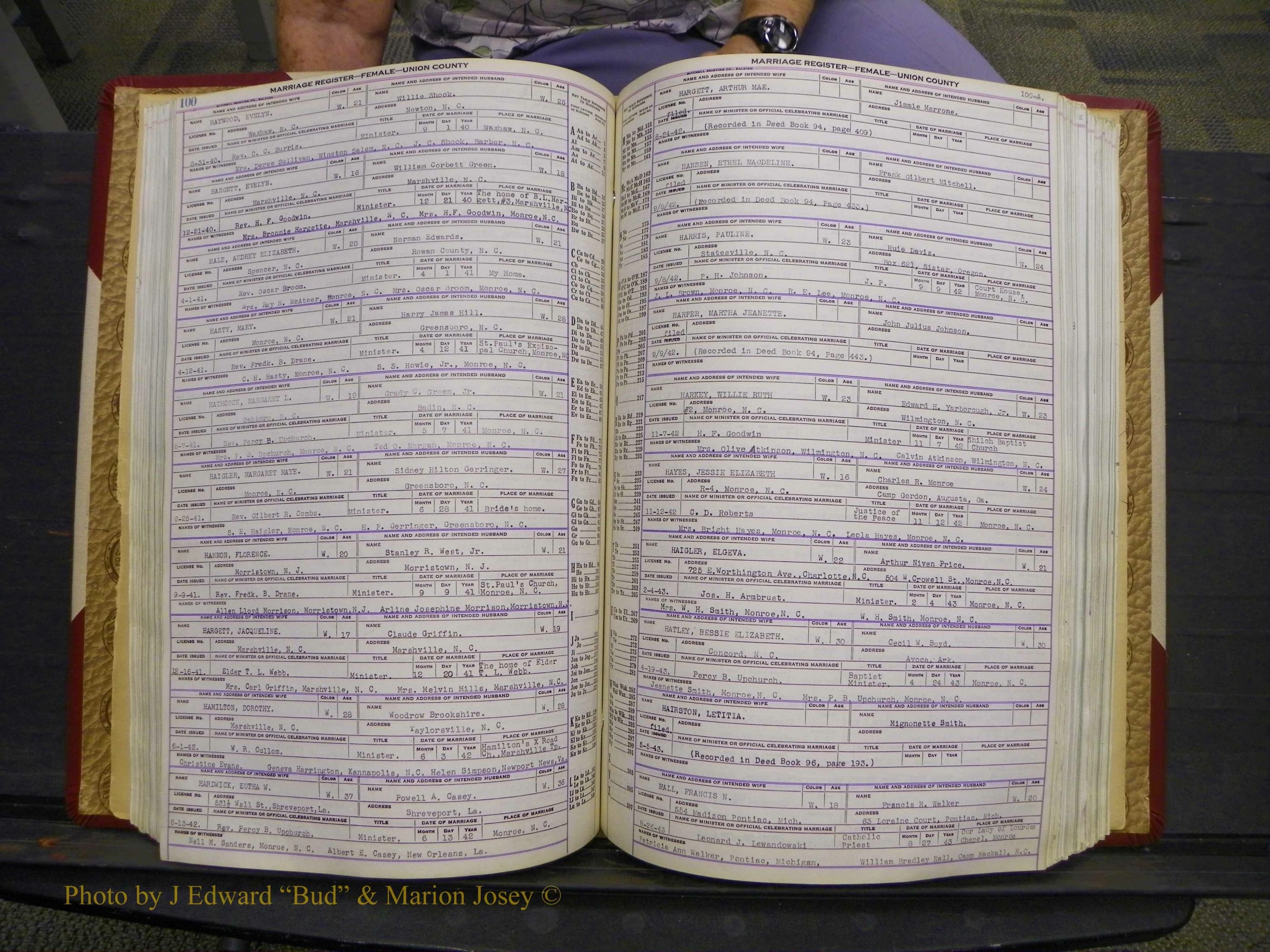 Union Co, NC Marriages Female Index, A-Z, 1937-1965 (126).JPG
