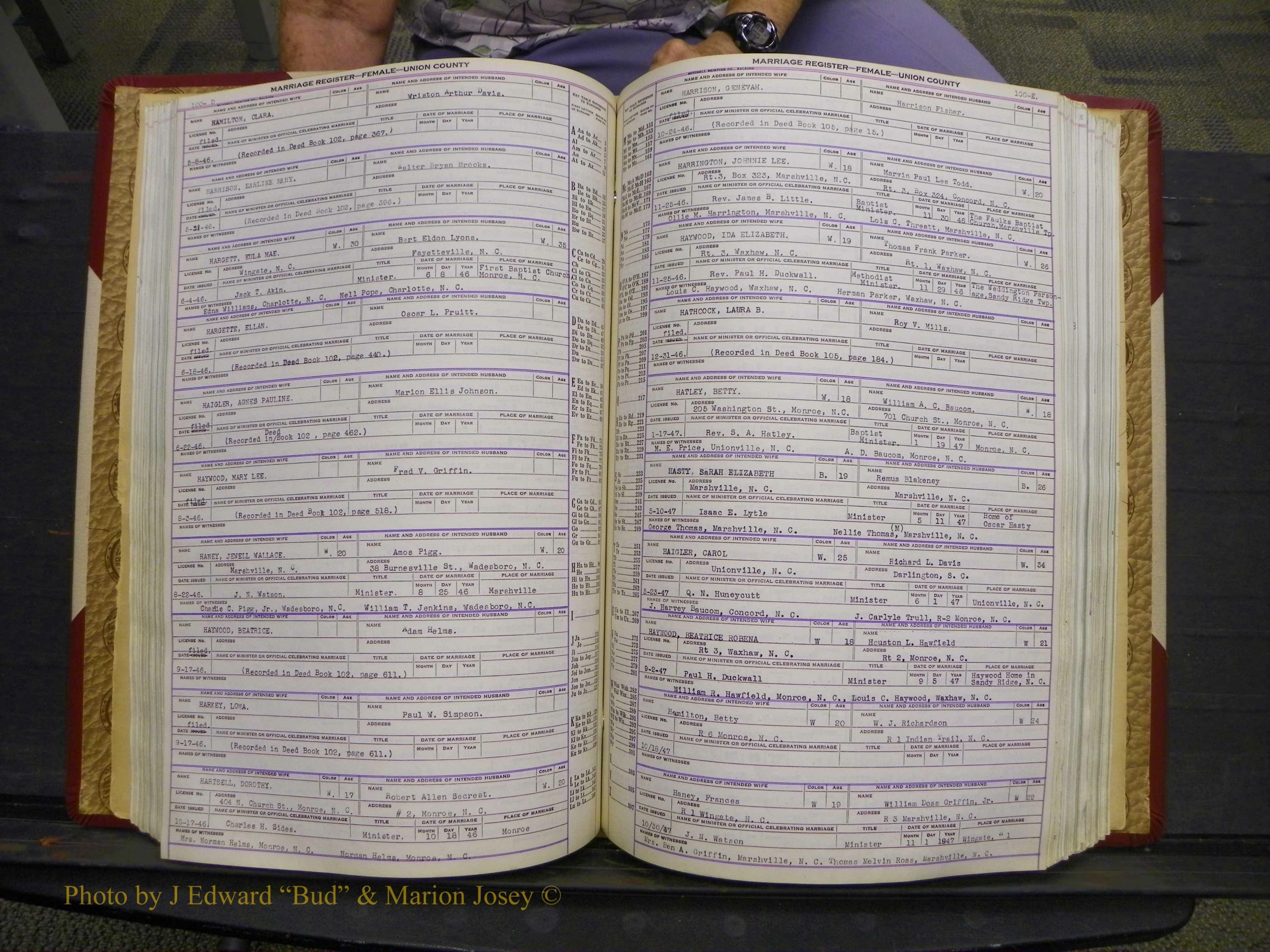 Union Co, NC Marriages Female Index, A-Z, 1937-1965 (128).JPG