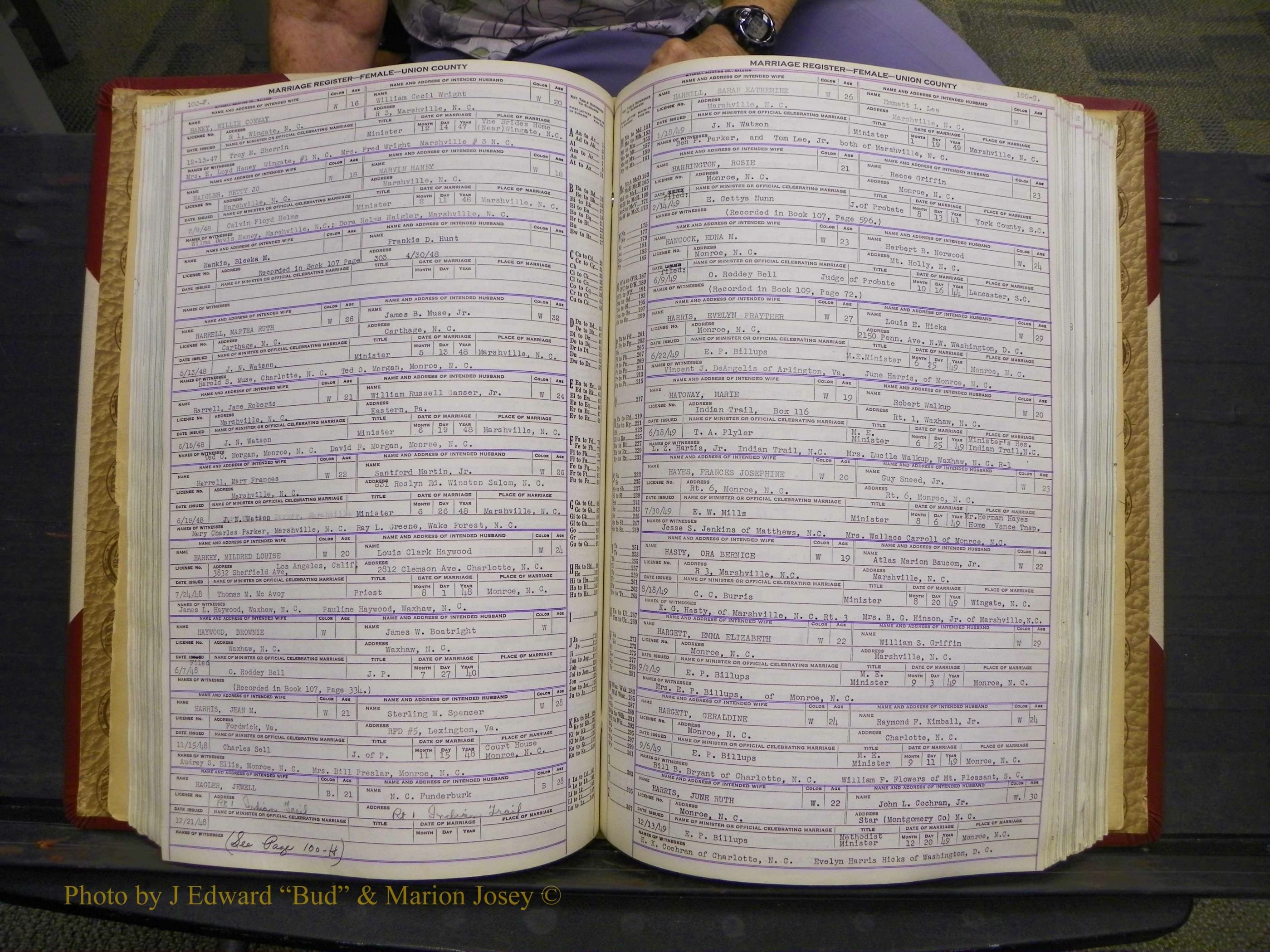 Union Co, NC Marriages Female Index, A-Z, 1937-1965 (129).JPG