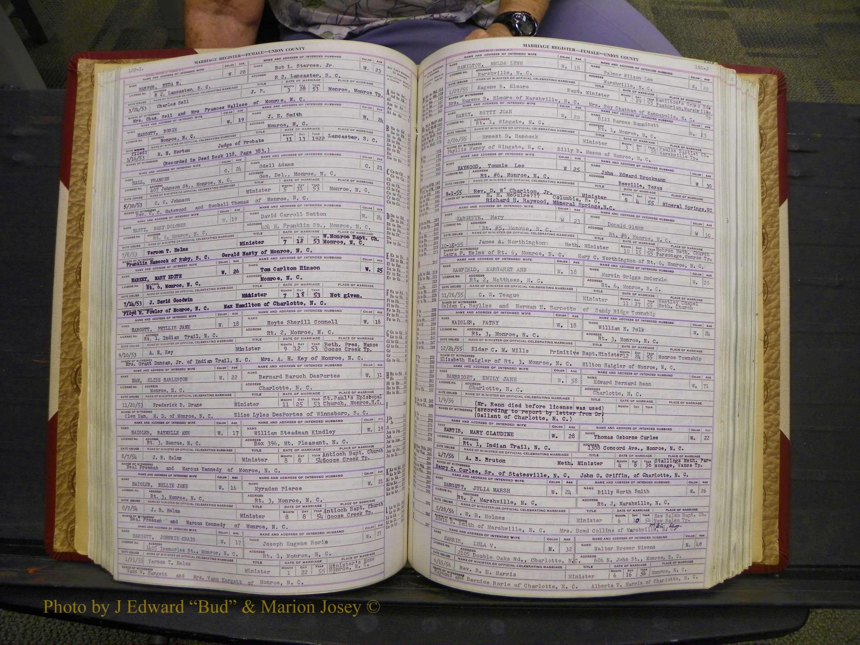 Union Co, NC Marriages Female Index, A-Z, 1937-1965 (130).JPG