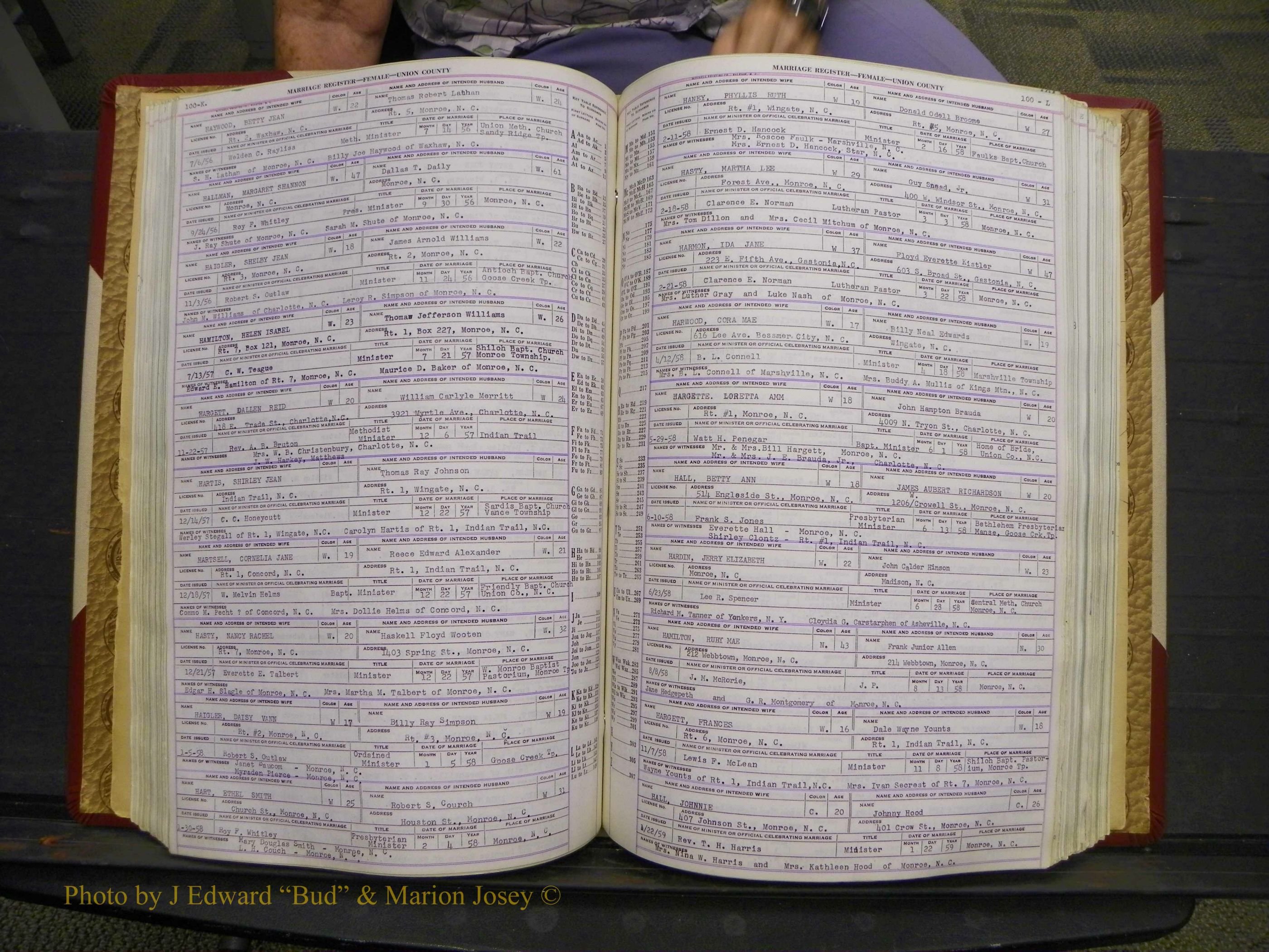 Union Co, NC Marriages Female Index, A-Z, 1937-1965 (132).JPG