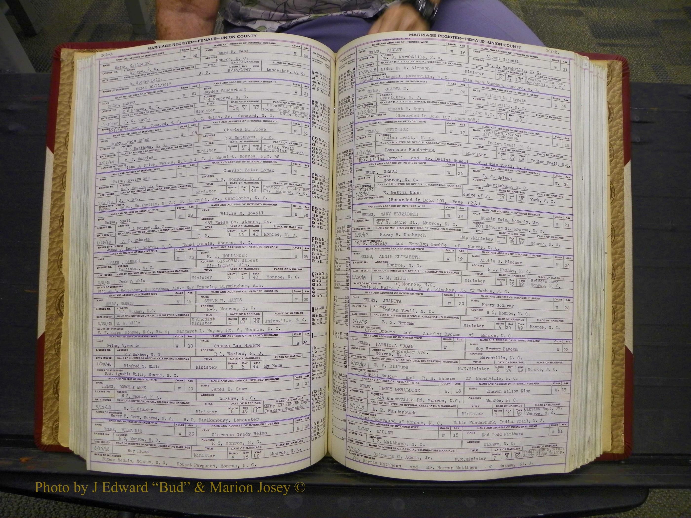 Union Co, NC Marriages Female Index, A-Z, 1937-1965 (141).JPG