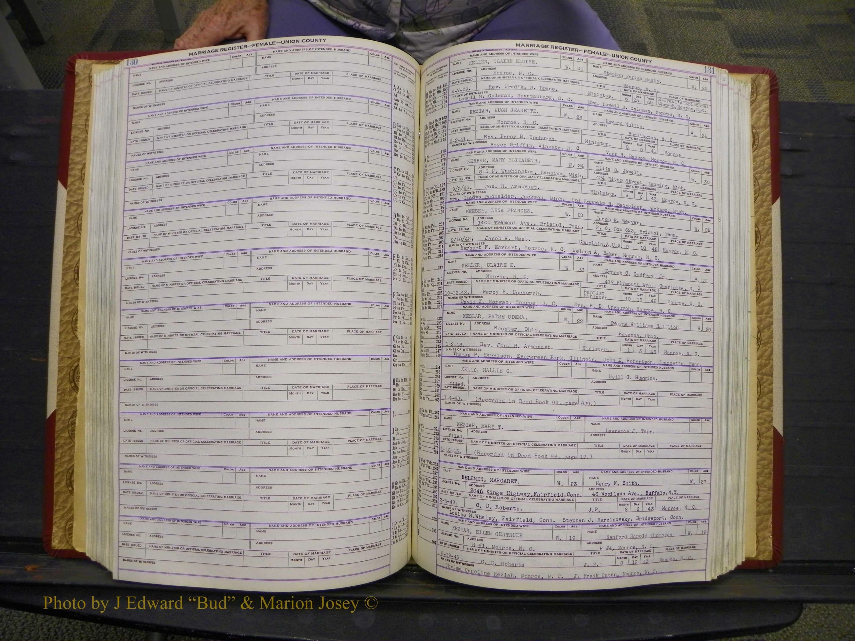 Union Co, NC Marriages Female Index, A-Z, 1937-1965 (176).JPG