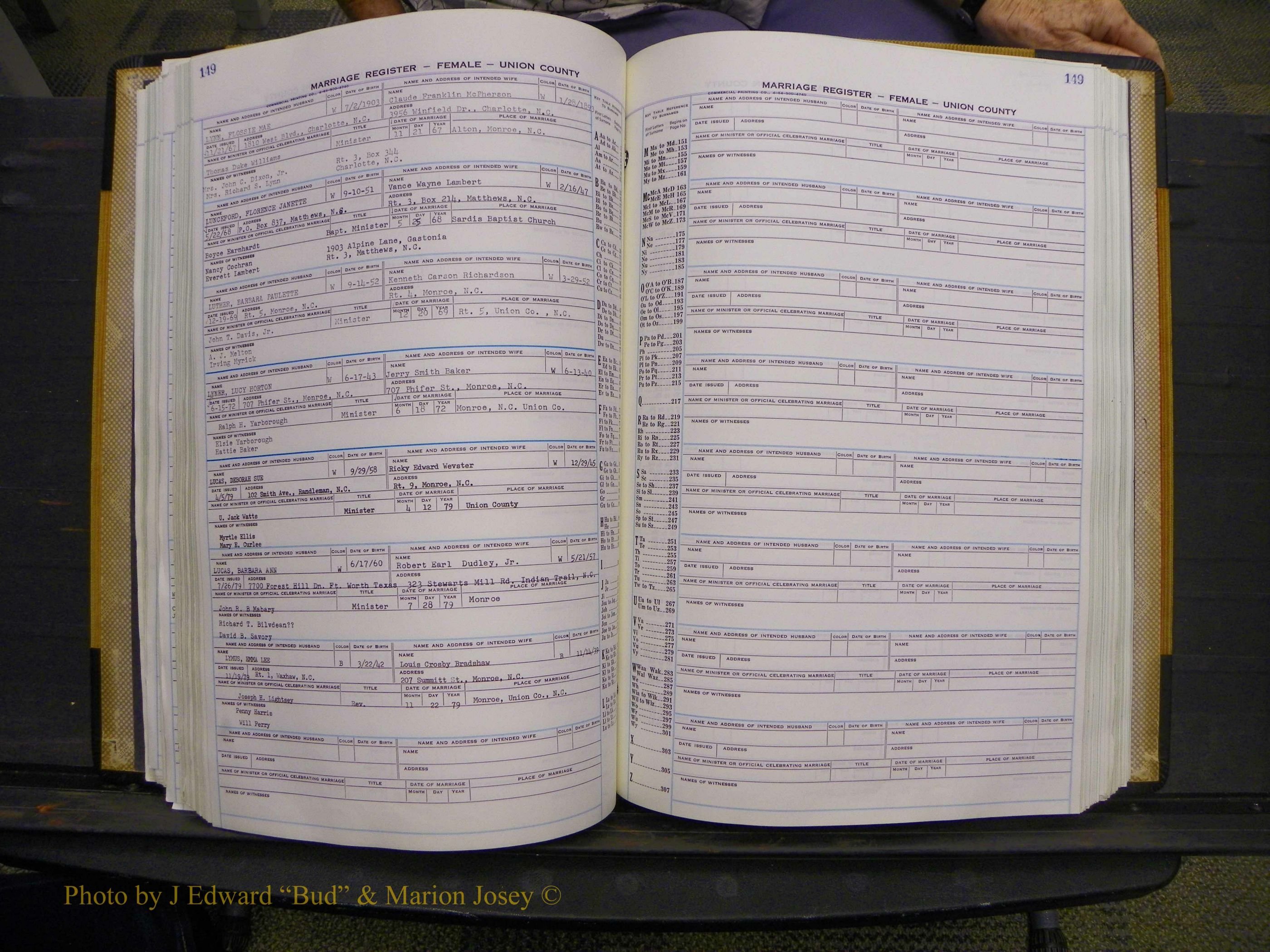 Union Co, NC Marriages Female Index, A-Z, 1966-1979 (176).JPG