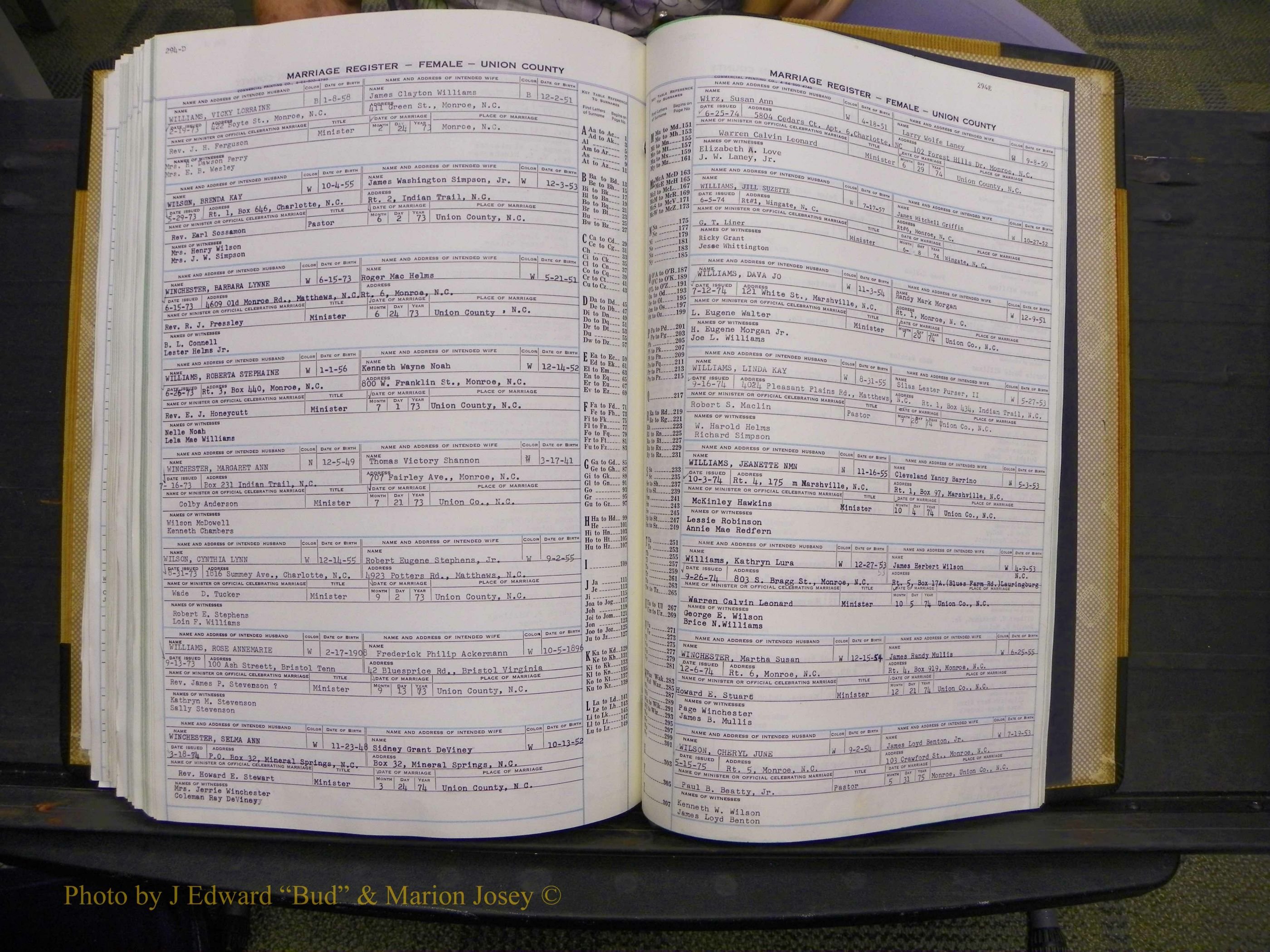 Union Co, NC Marriages Female Index, A-Z, 1966-1979 (322).JPG