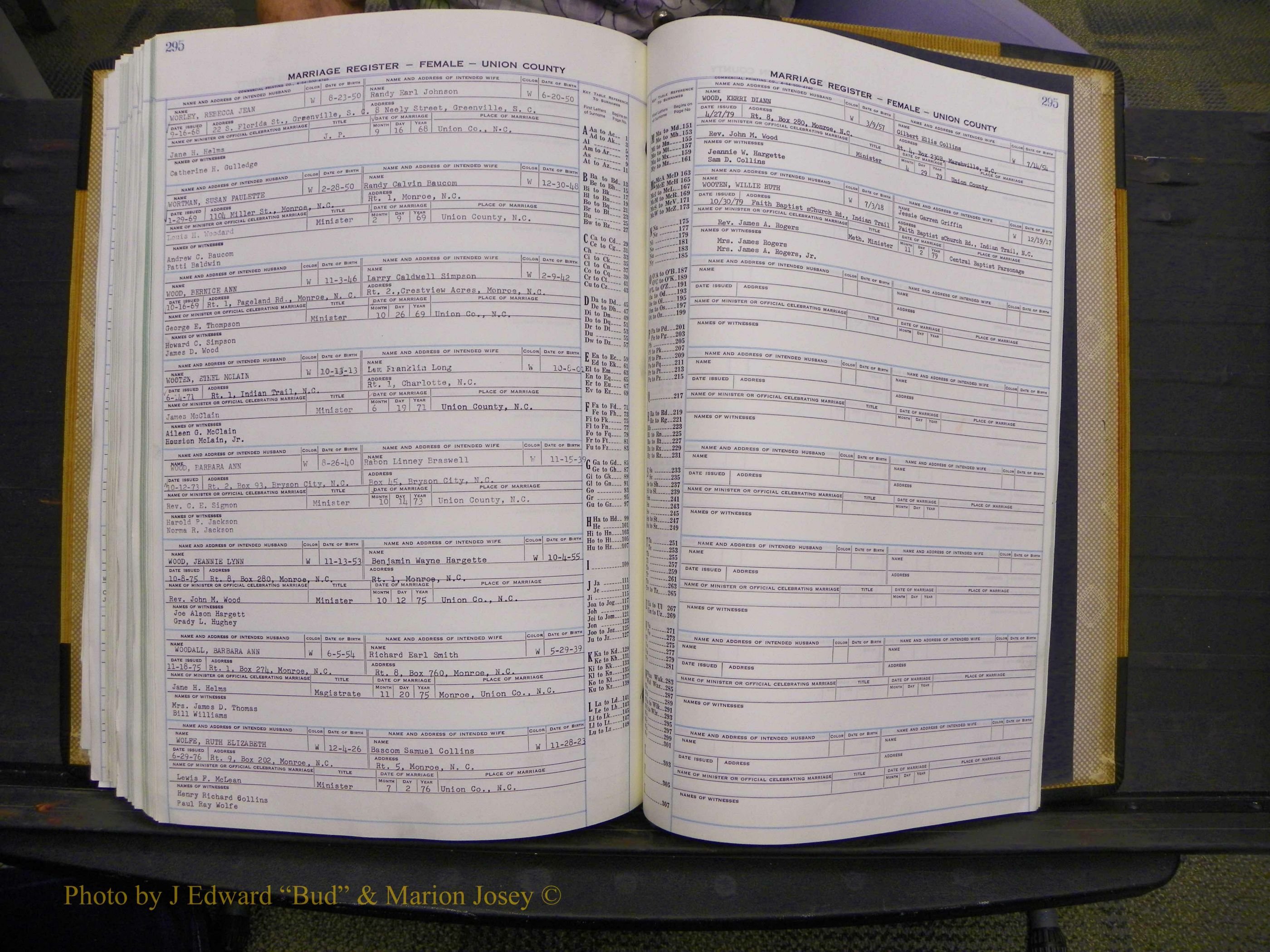 Union Co, NC Marriages Female Index, A-Z, 1966-1979 (326).JPG