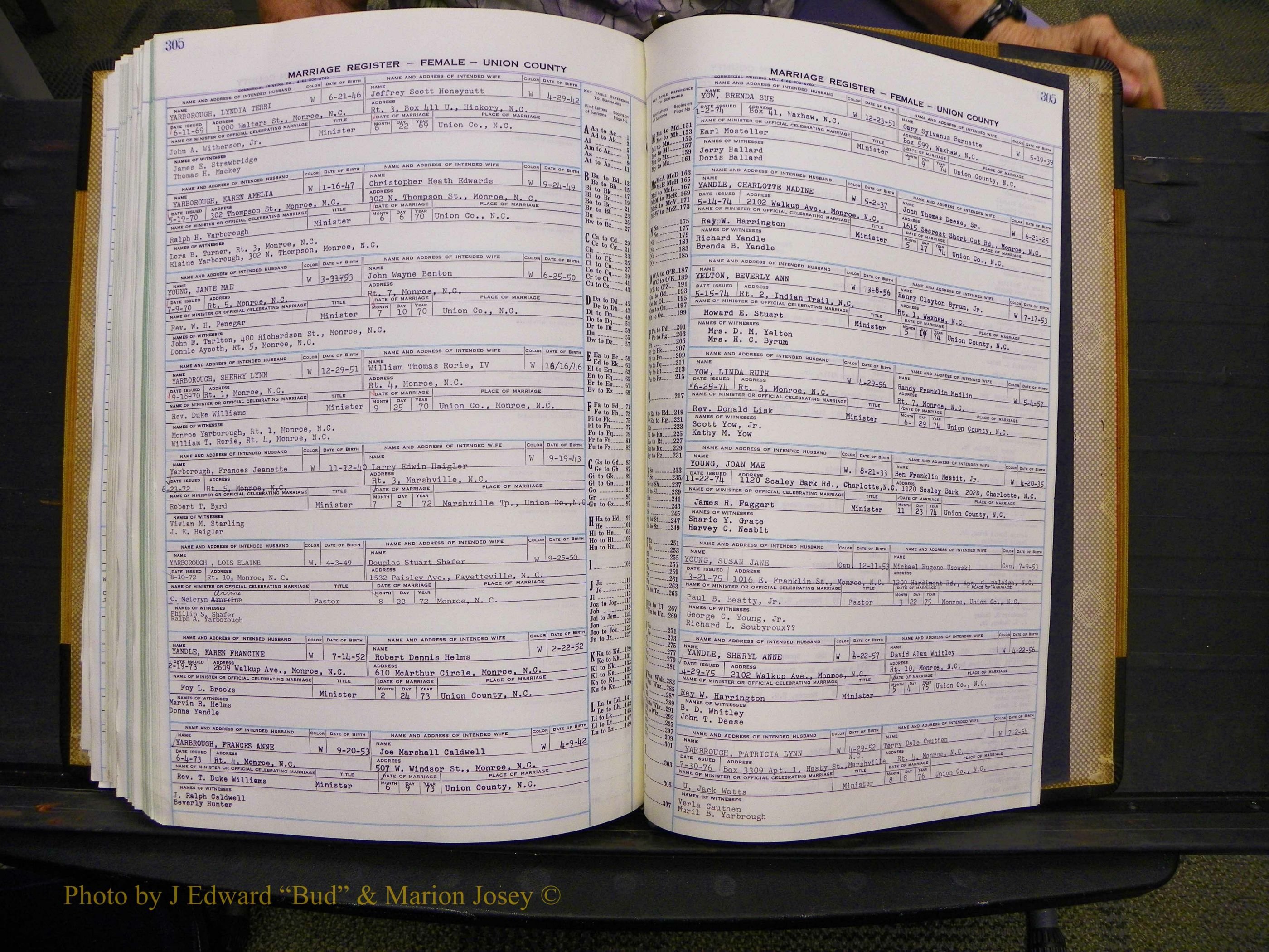 Union Co, NC Marriages Female Index, A-Z, 1966-1979 (328).JPG