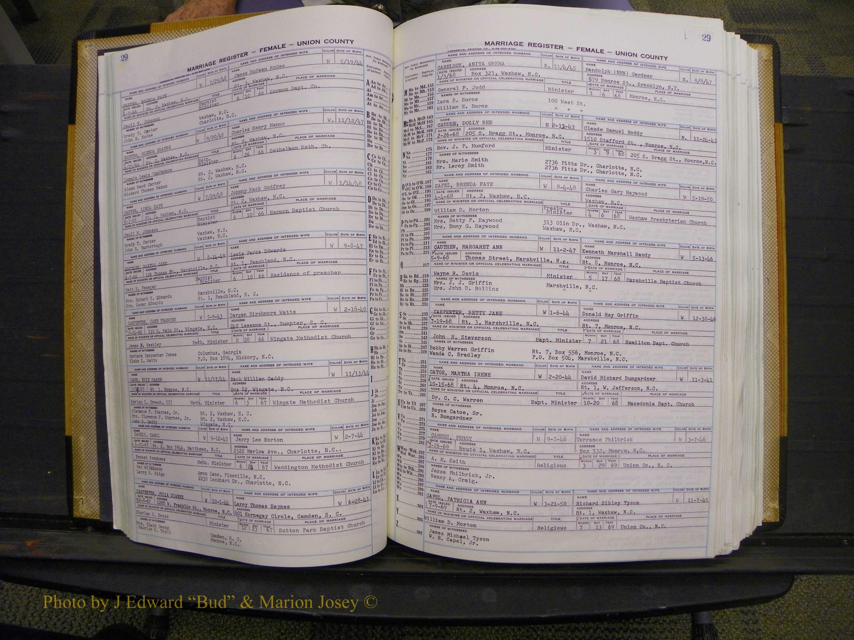 Union Co, NC Marriages Female Index, A-Z, 1966-1979 (39).JPG