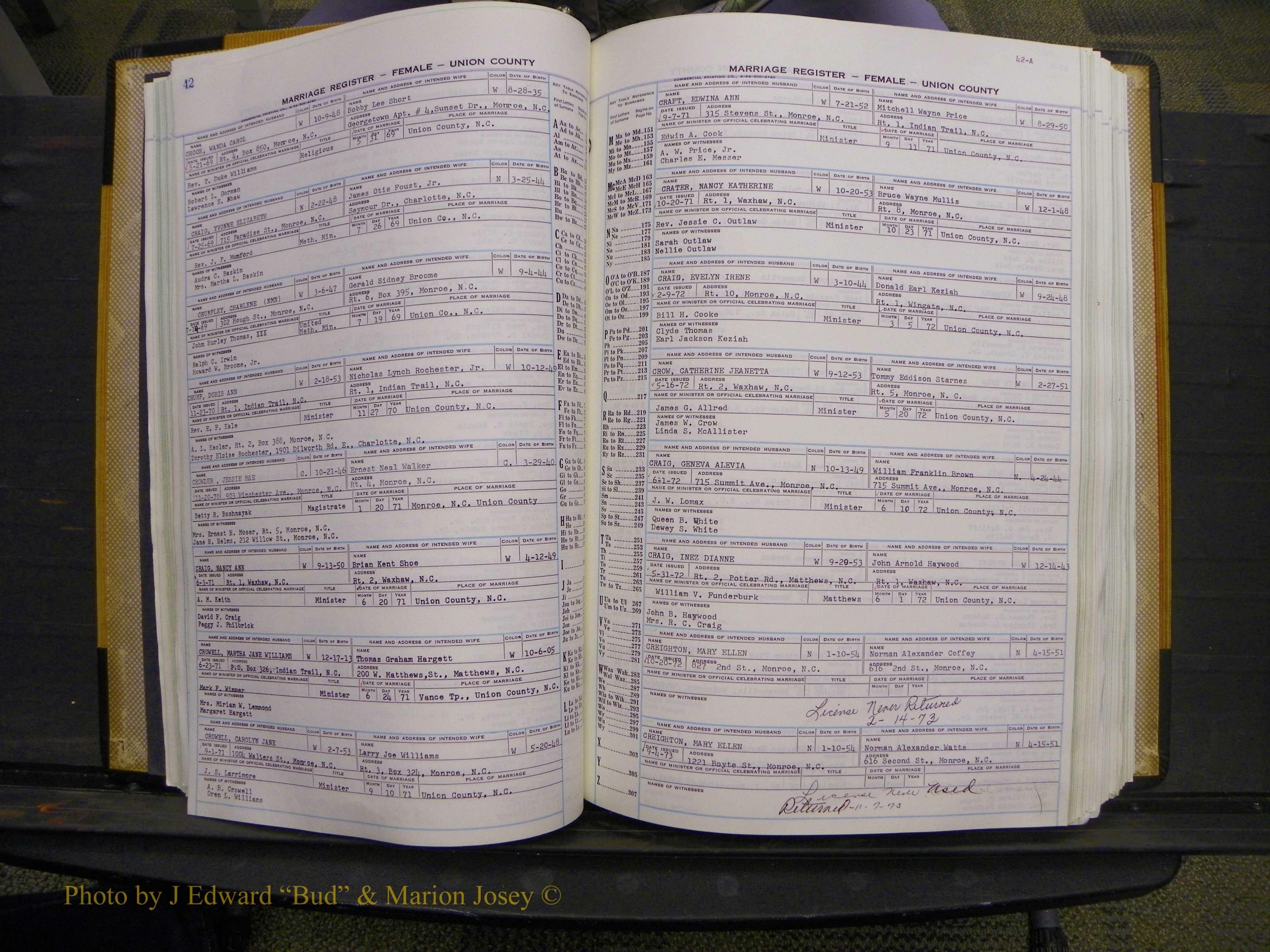 Union Co, NC Marriages Female Index, A-Z, 1966-1979 (55).JPG