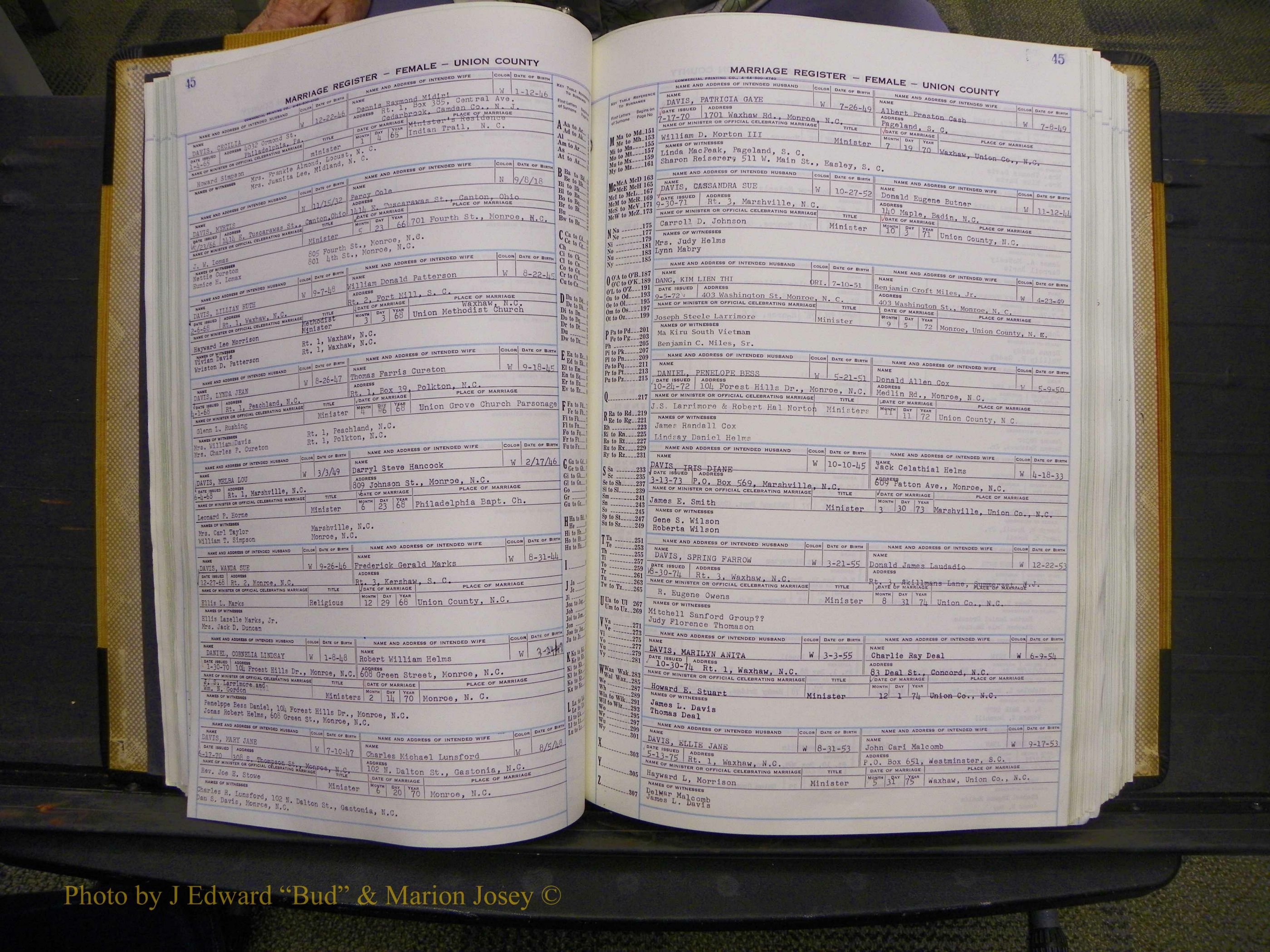 Union Co, NC Marriages Female Index, A-Z, 1966-1979 (62).JPG