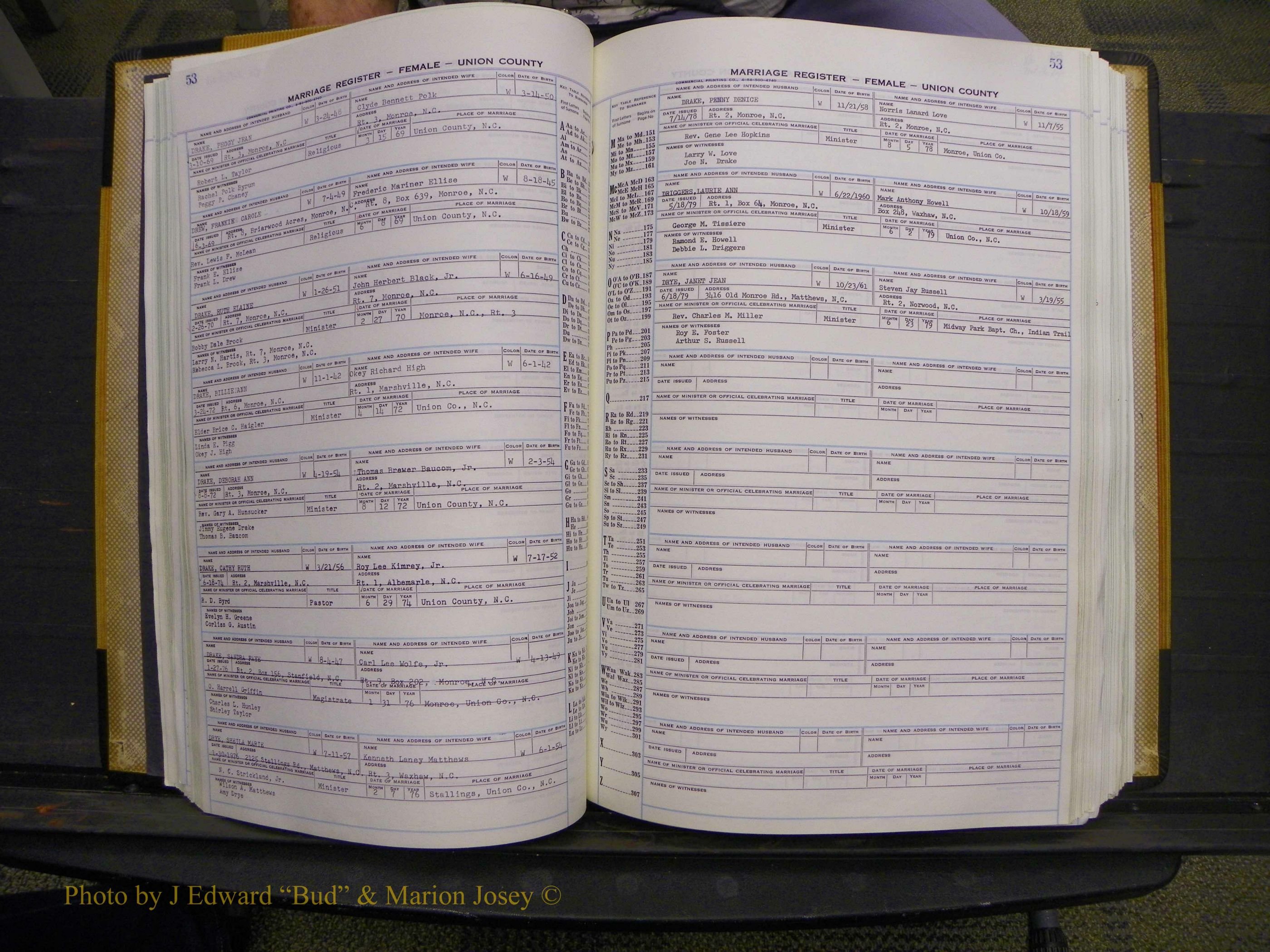 Union Co, NC Marriages Female Index, A-Z, 1966-1979 (70).JPG