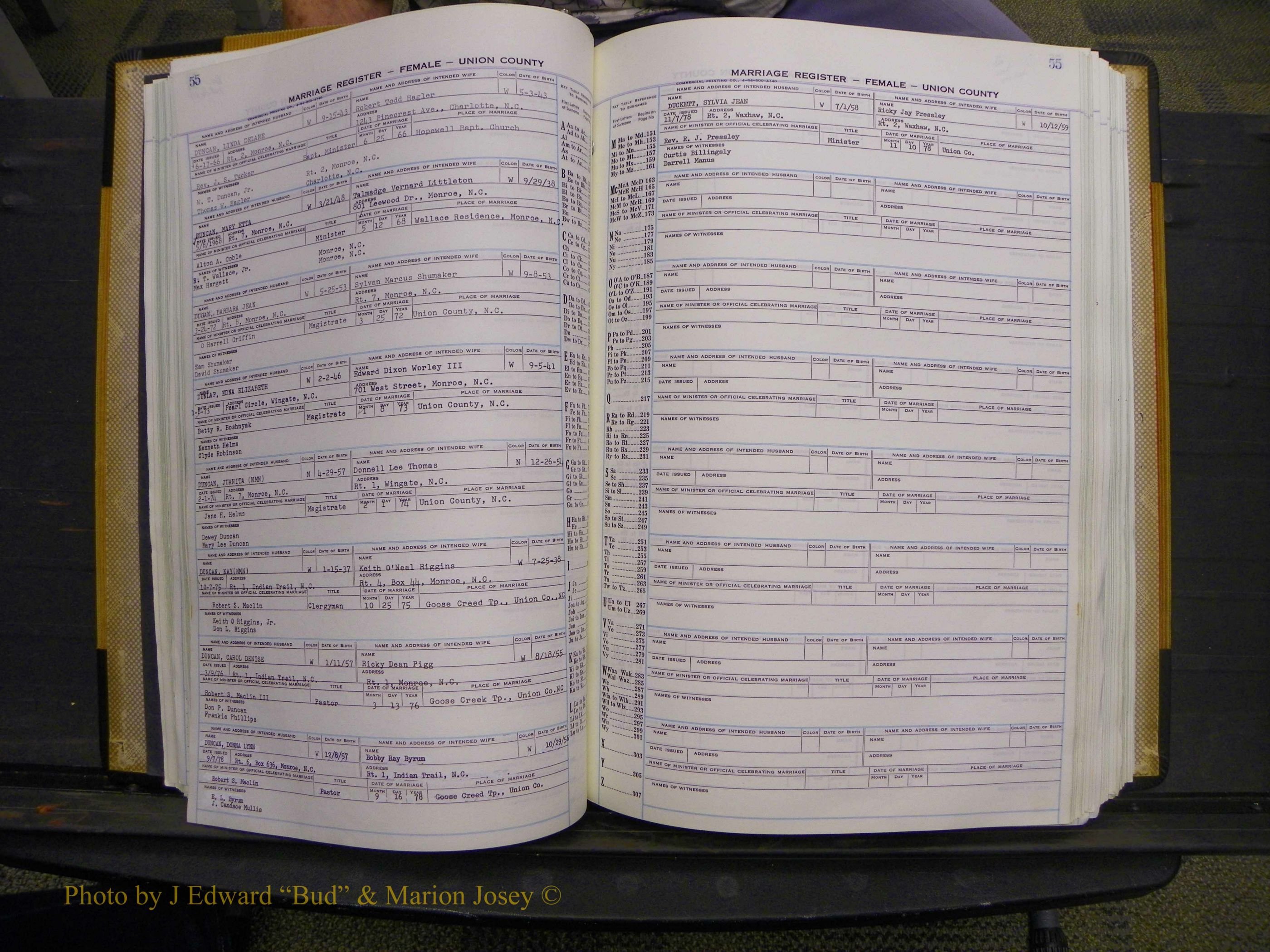 Union Co, NC Marriages Female Index, A-Z, 1966-1979 (71).JPG