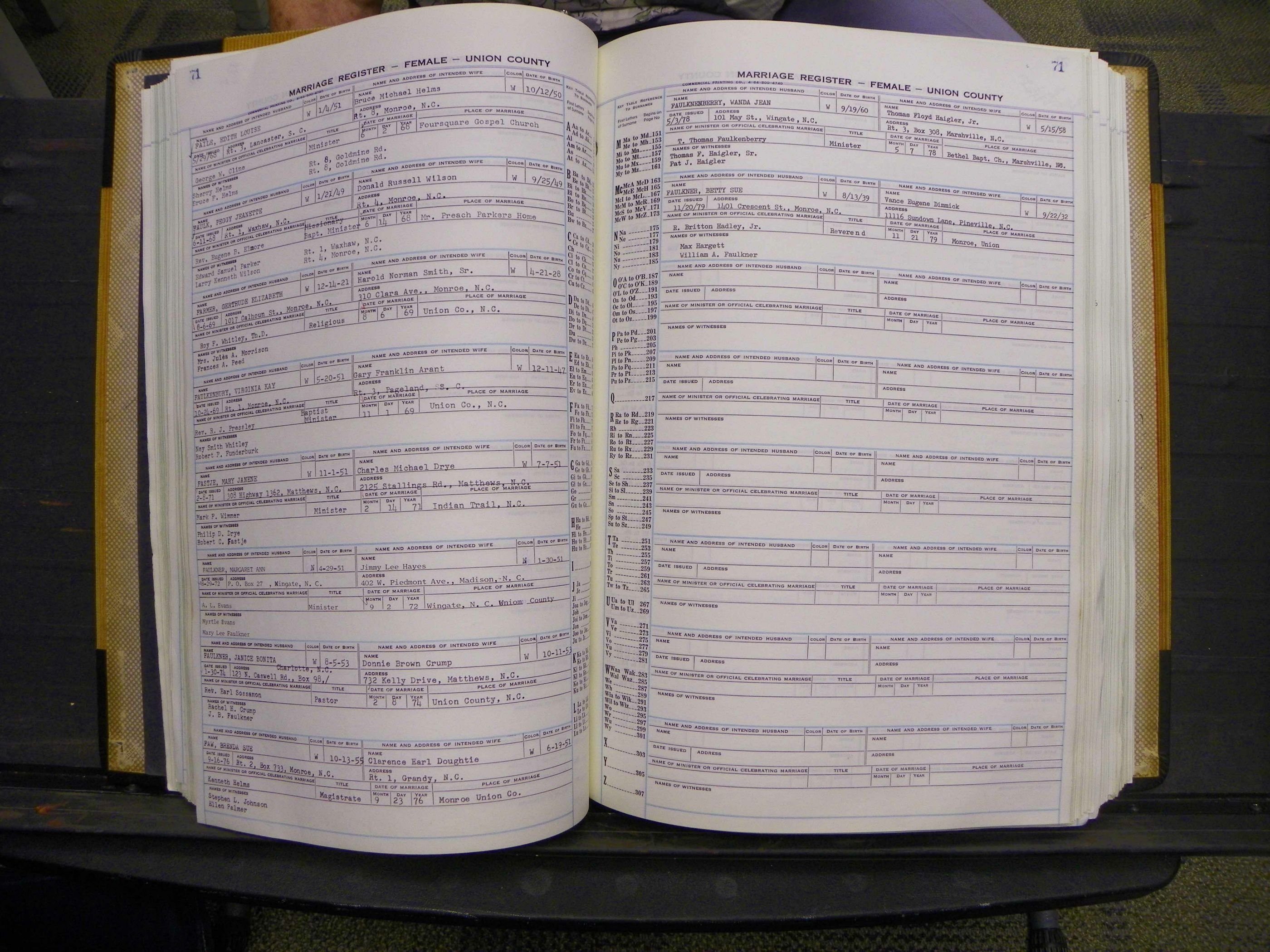 Union Co, NC Marriages Female Index, A-Z, 1966-1979 (81).JPG