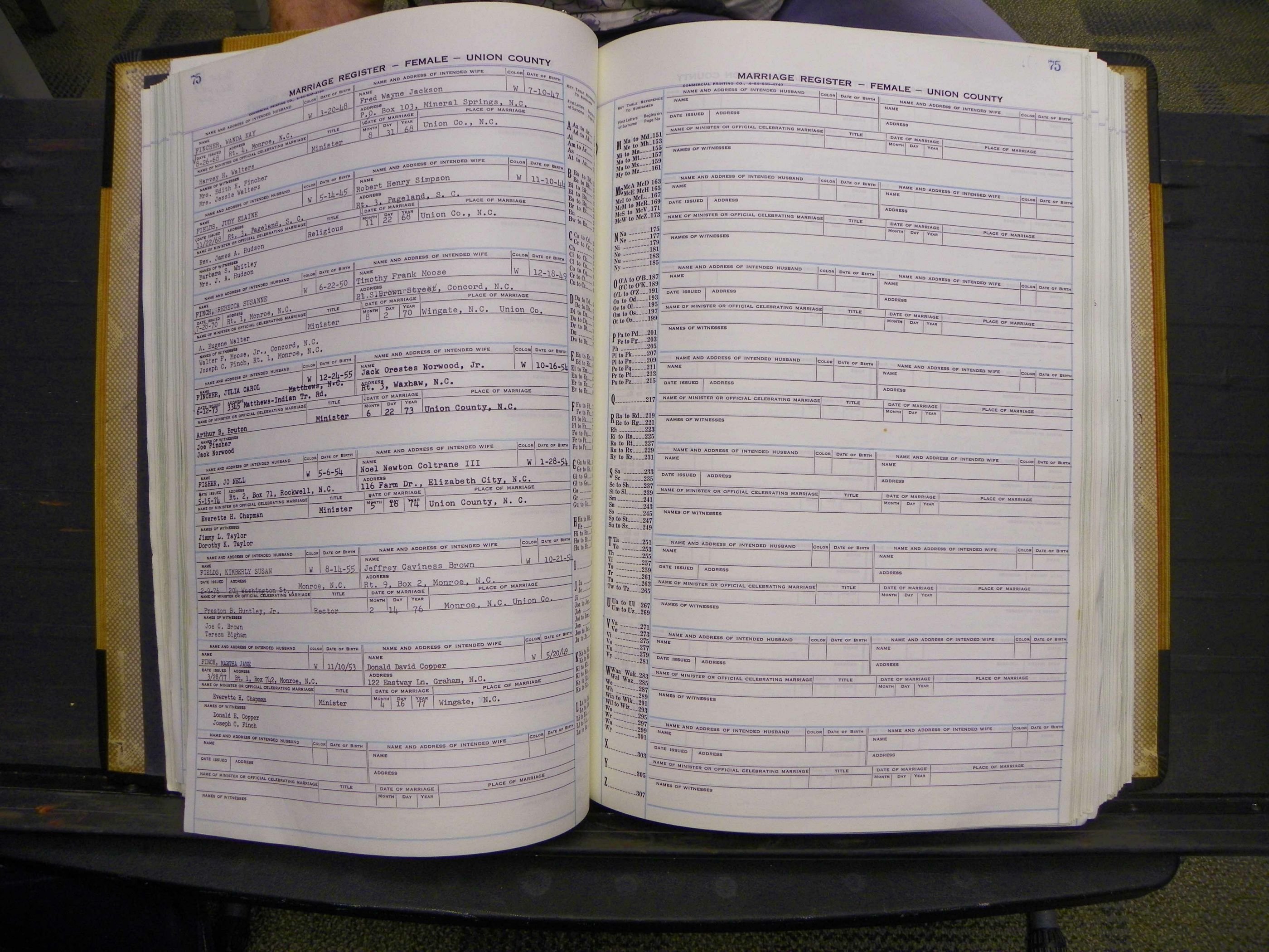 Union Co, NC Marriages Female Index, A-Z, 1966-1979 (83).JPG