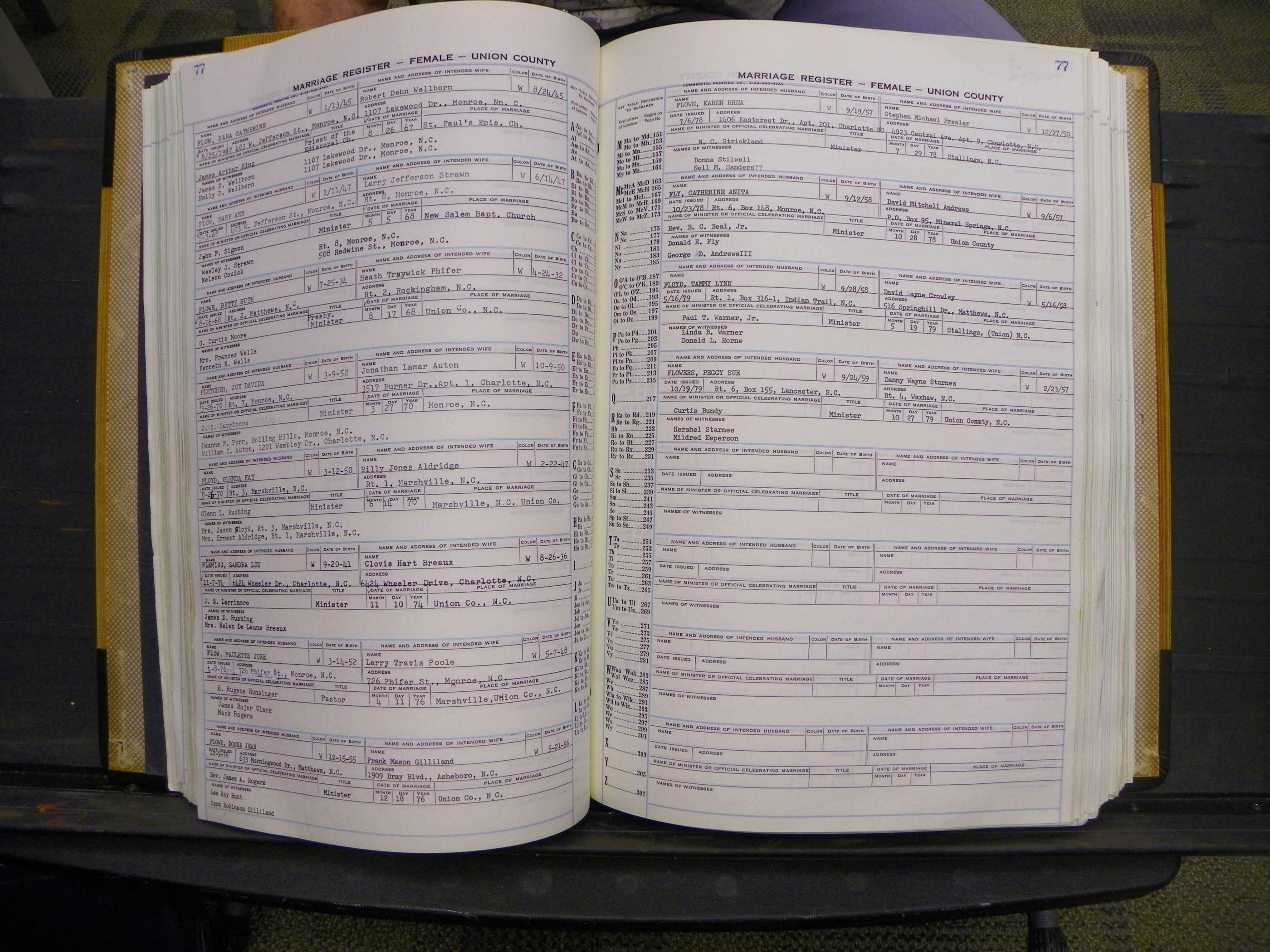 Union Co, NC Marriages Female Index, A-Z, 1966-1979 (84).JPG